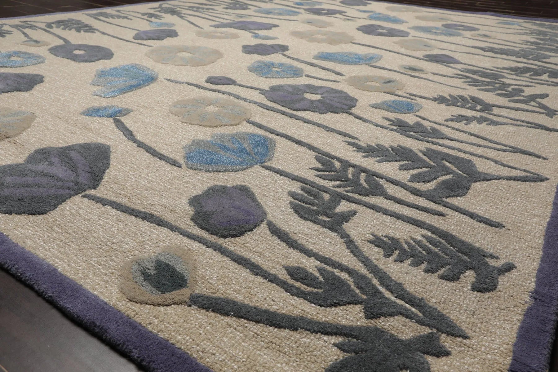 LoomBloom Multi Size Beige Hand Tufted Contemporary Botanical Wool and Silk Oriental Area Rug