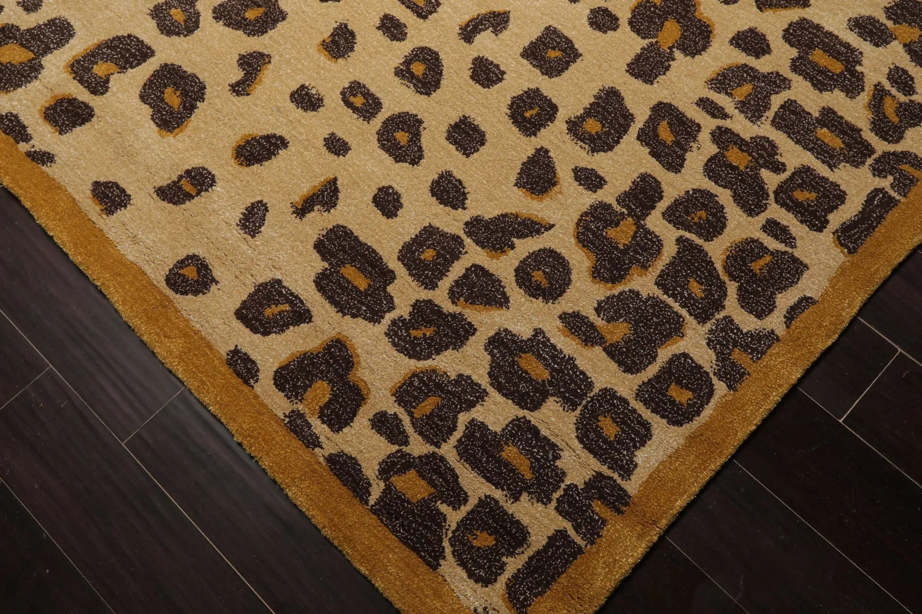 LoomBloom Multi Size Warm Beige Hand Tufted Modern Leopard Print Wool and Bamboo Silk Oriental Area Rug