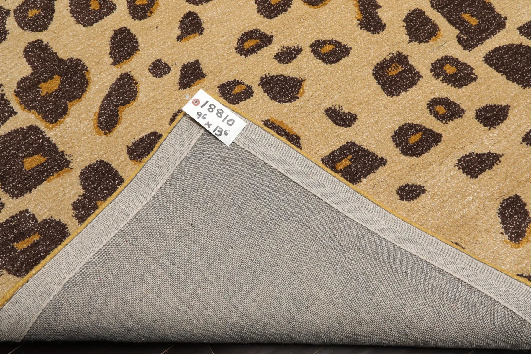 LoomBloom Multi Size Warm Beige Hand Tufted Modern Leopard Print Wool and Bamboo Silk Oriental Area Rug