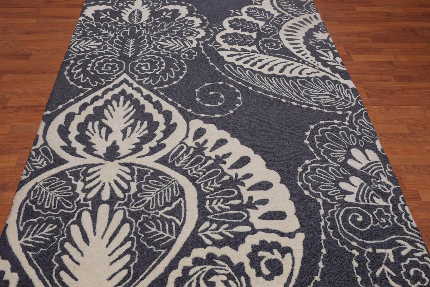 5' x 8' Handmade Loop & cut pile 100% Wool Traditional Oriental Area rug Ivory