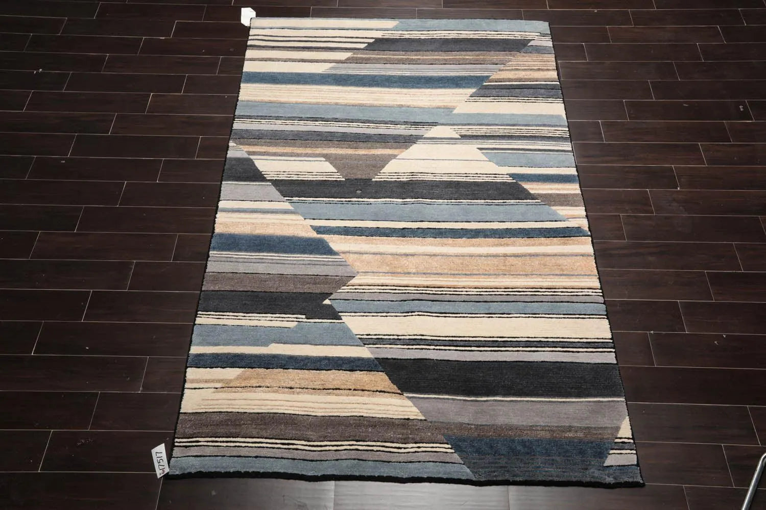5'6''x8'6'' Hand Knotted Tibetan 100% Wool Tibetan Modern & Contemporary Oriental Area Rug Ivory, Gray Color
