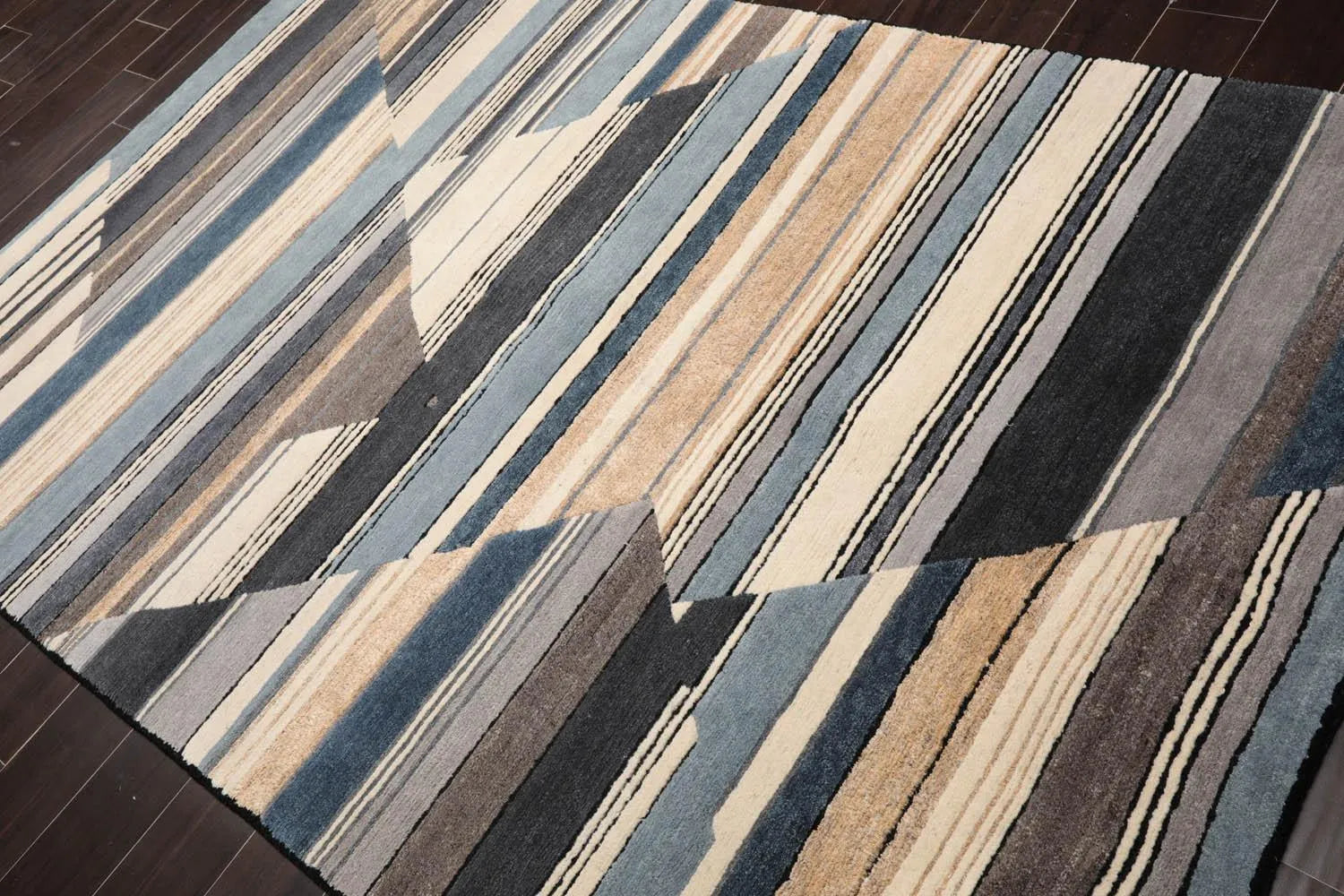 5'6''x8'6'' Hand Knotted Tibetan 100% Wool Tibetan Modern & Contemporary Oriental Area Rug Ivory, Gray Color