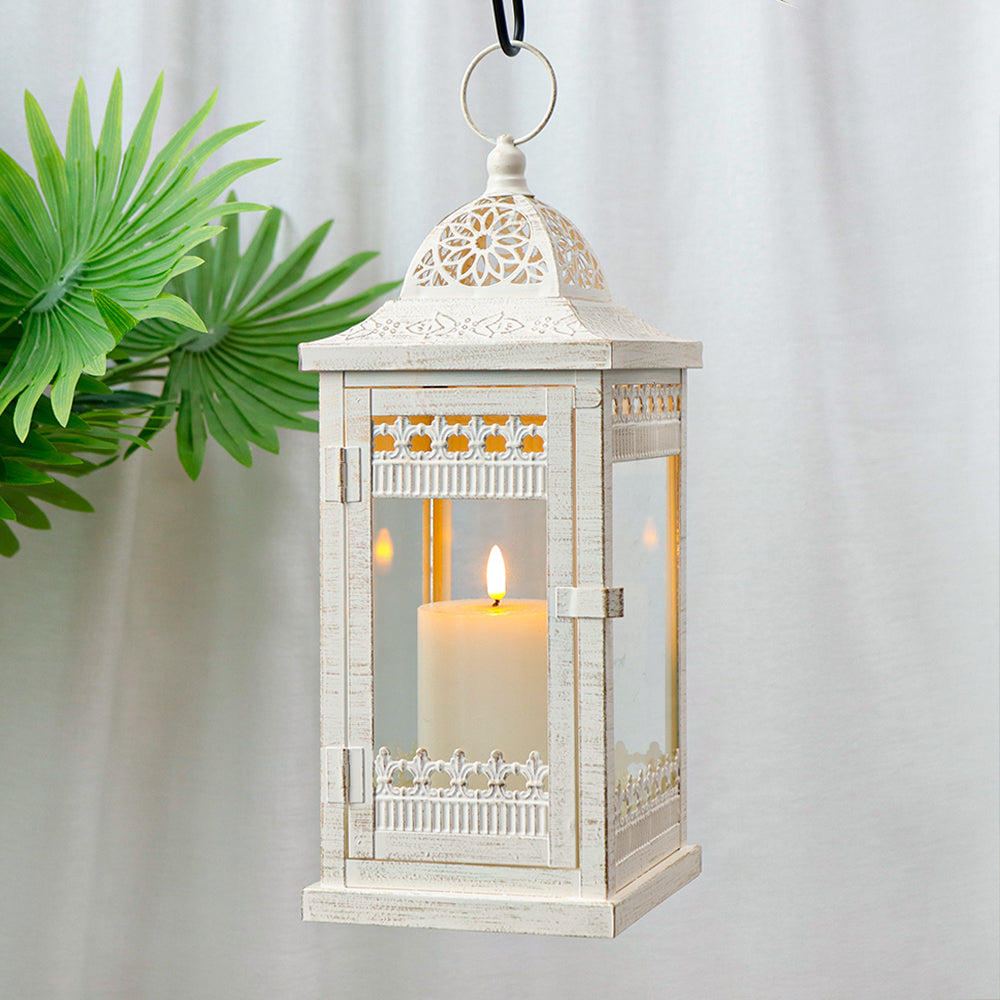14.5" High Vintage Style Hanging Lantern(White）-3