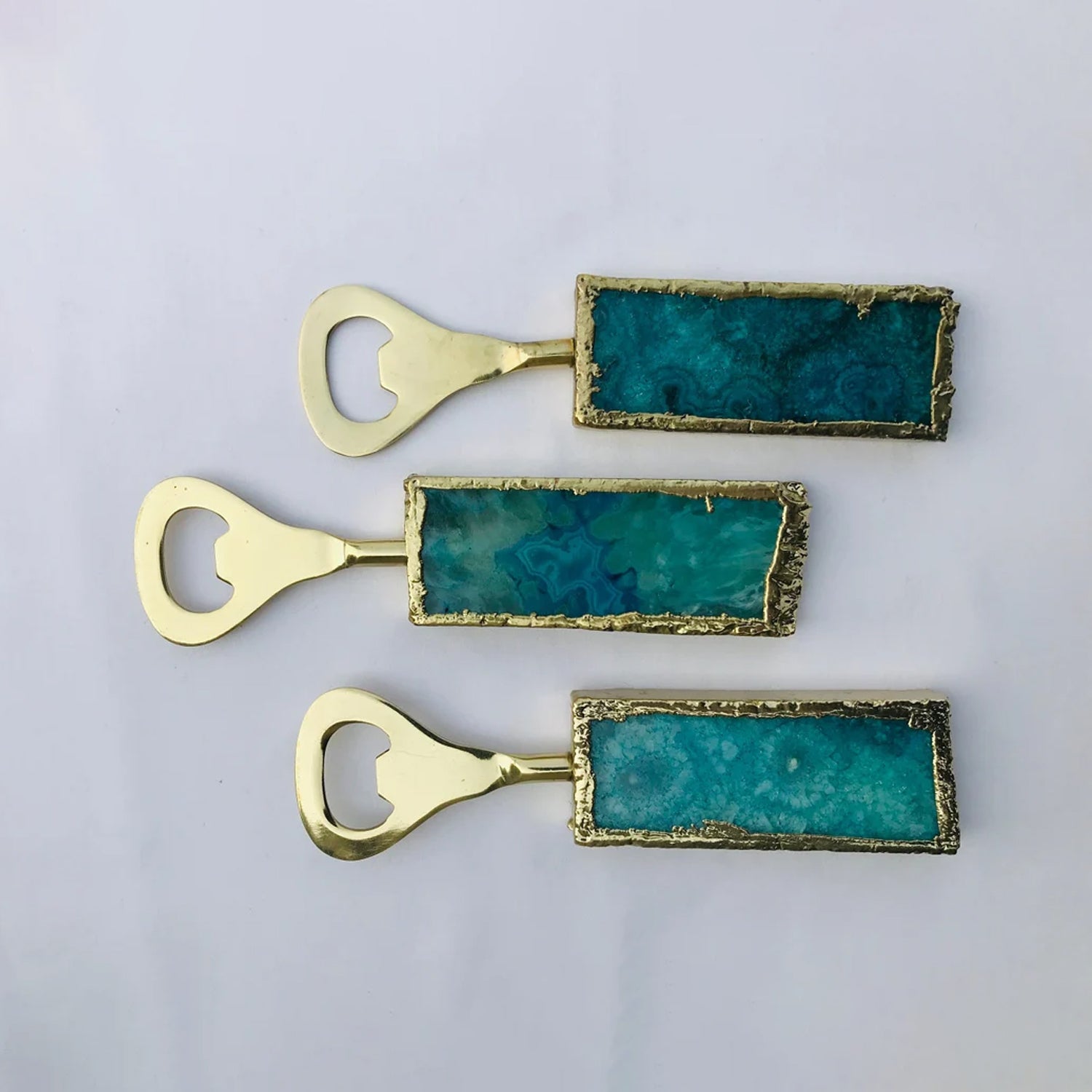 Set of 3 Aqua Agate Bottle Openers-0