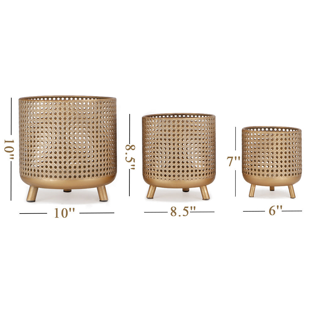 Set of 3 Gold Metal Decorative Candle Lanterns 10/8.5/7"H Candle Holder-2