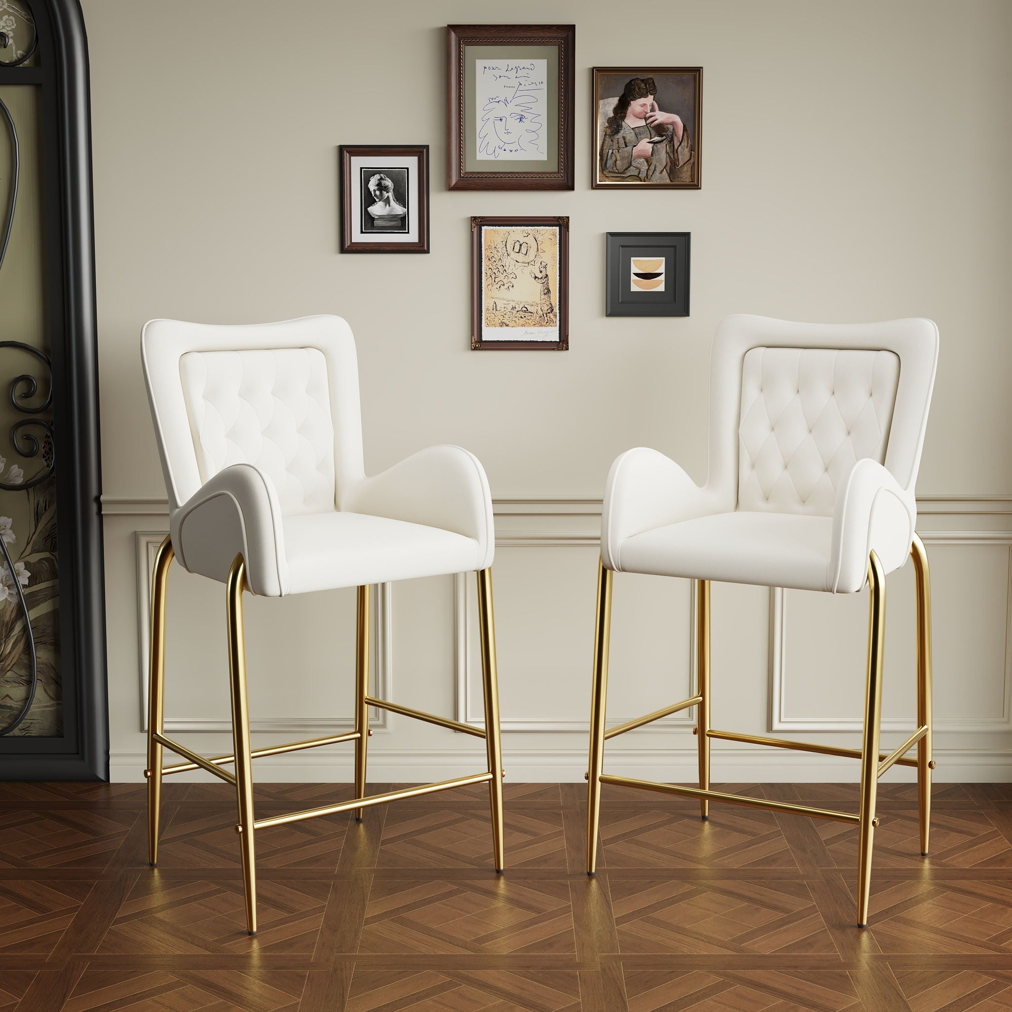 Fabric Counter Height Bar Stools (Set of 2)