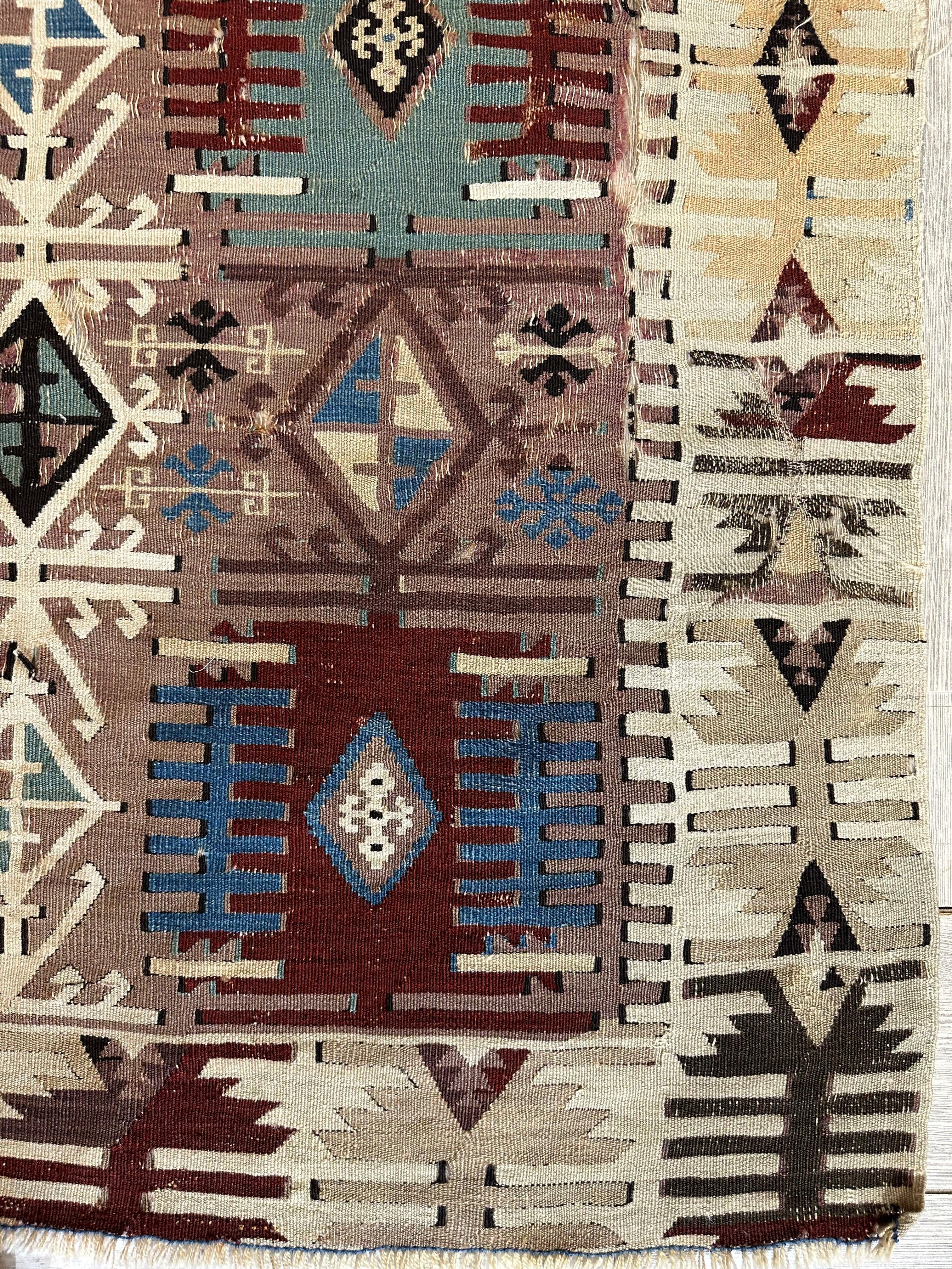 Reyhanli Anatolian 19th C Antique One Of A Kind Kilim Rug 5’ x 8’3”