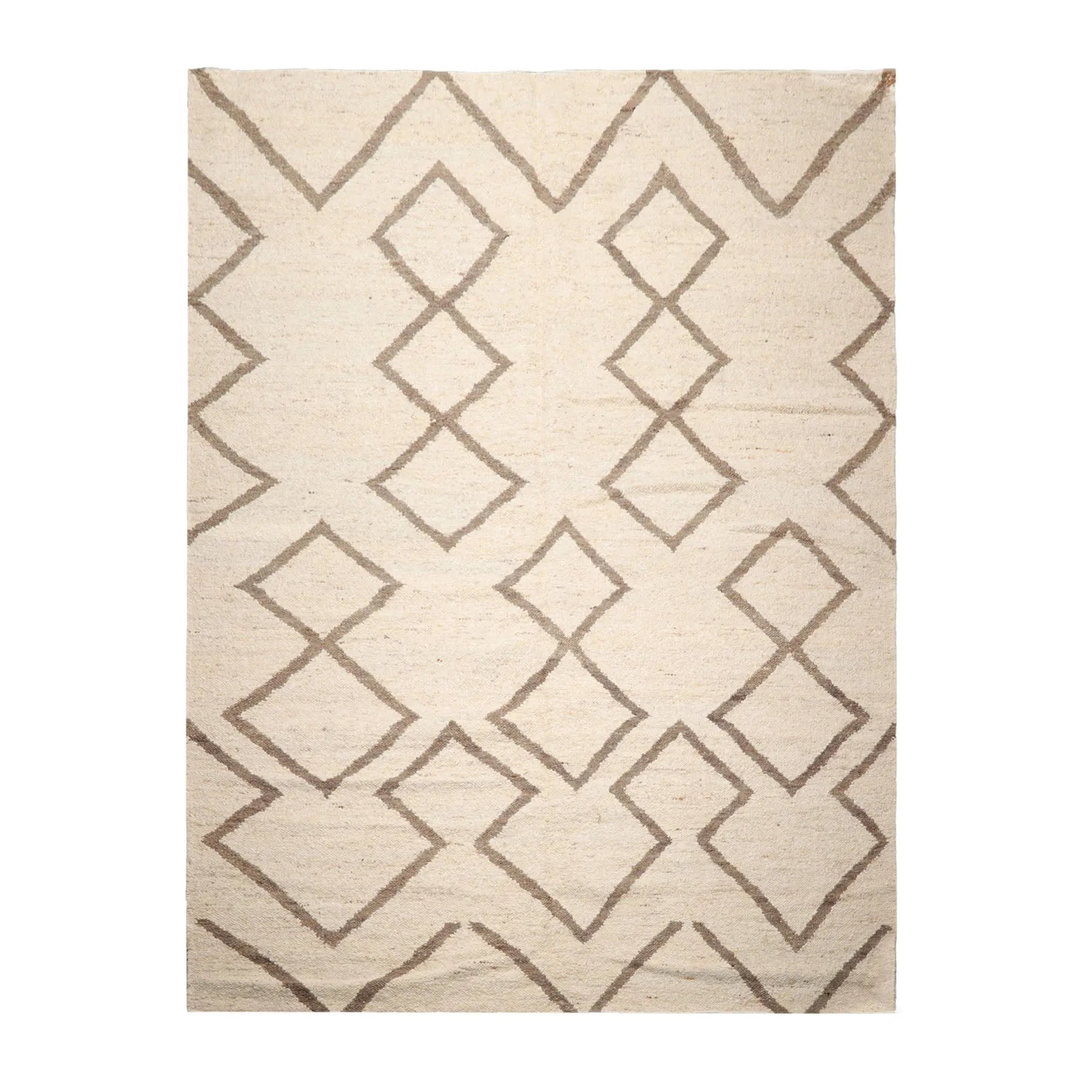 LoomBloom 9x12 Beige Hand Woven Contemporary Geometric Flatweave Wool Oriental Area Rug