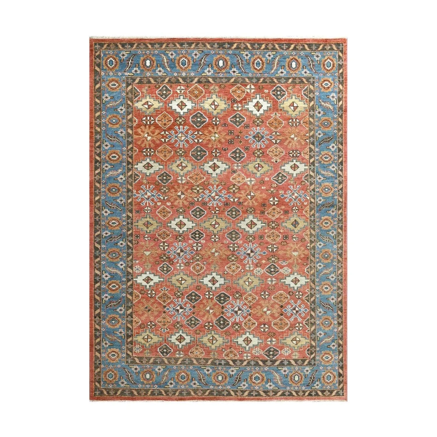 Multi Sizes Coral Hand Knotted Arts & Crafts/Mission Oushak Wool Oriental Area Rug