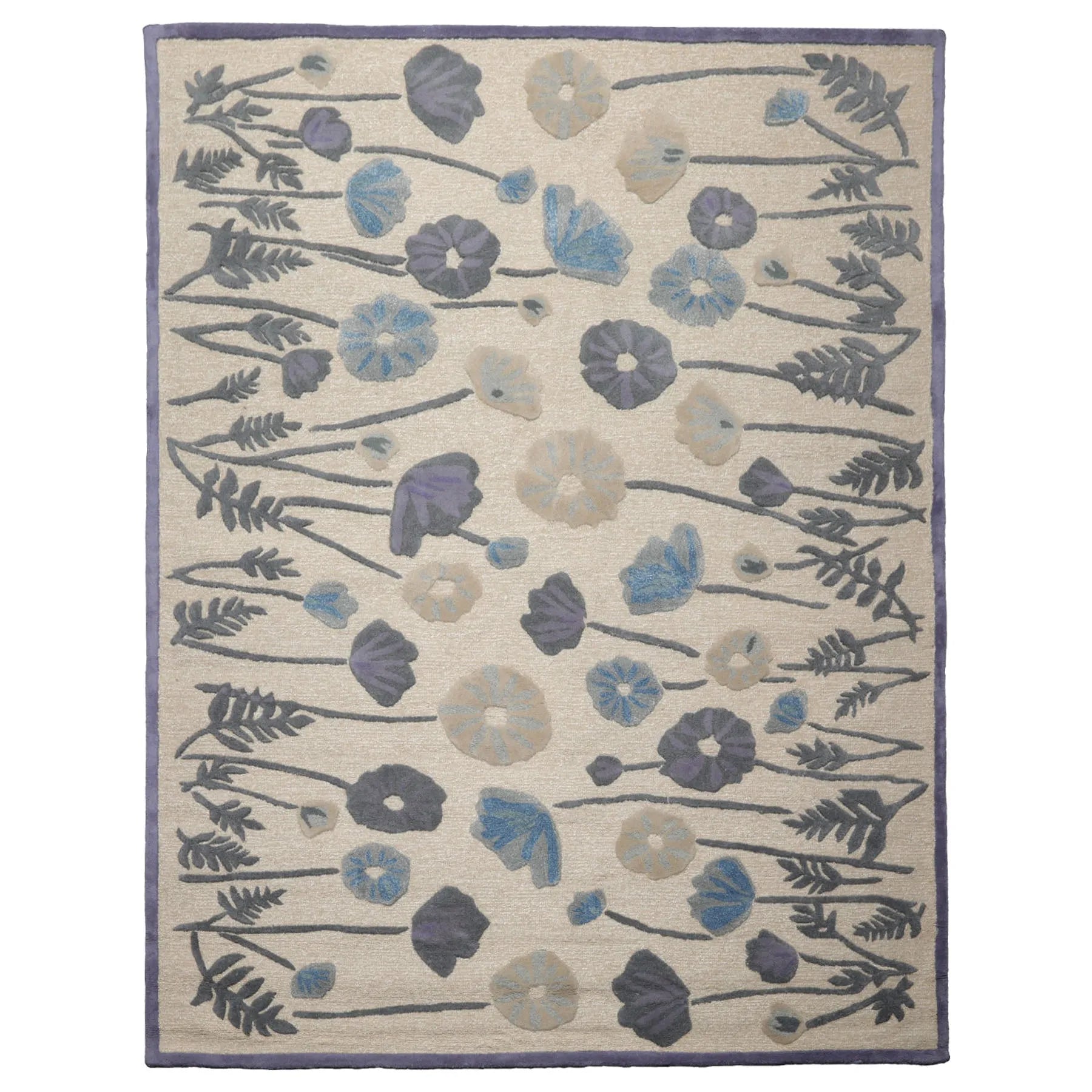 LoomBloom Multi Size Beige Hand Tufted Contemporary Botanical Wool and Silk Oriental Area Rug