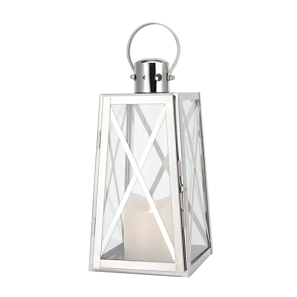 12'' High Stainless Steel Decorative Lantern (Trapezoid)-1