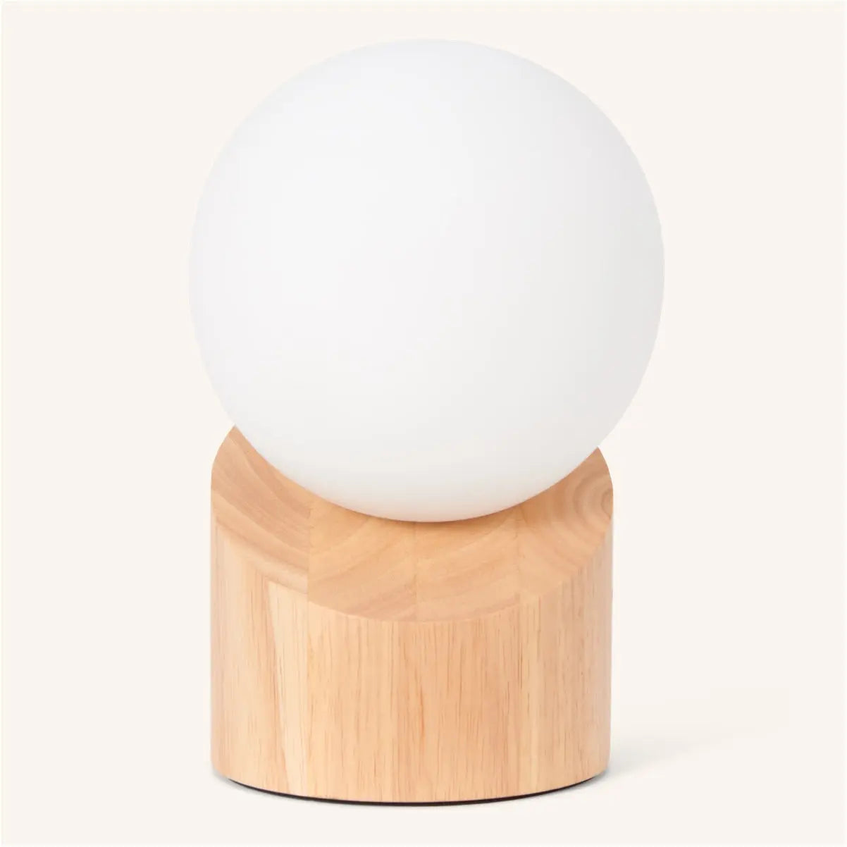 Quin Wooden Lamp with Cord - Sustainable Rubberwood & Frosted Glass-4