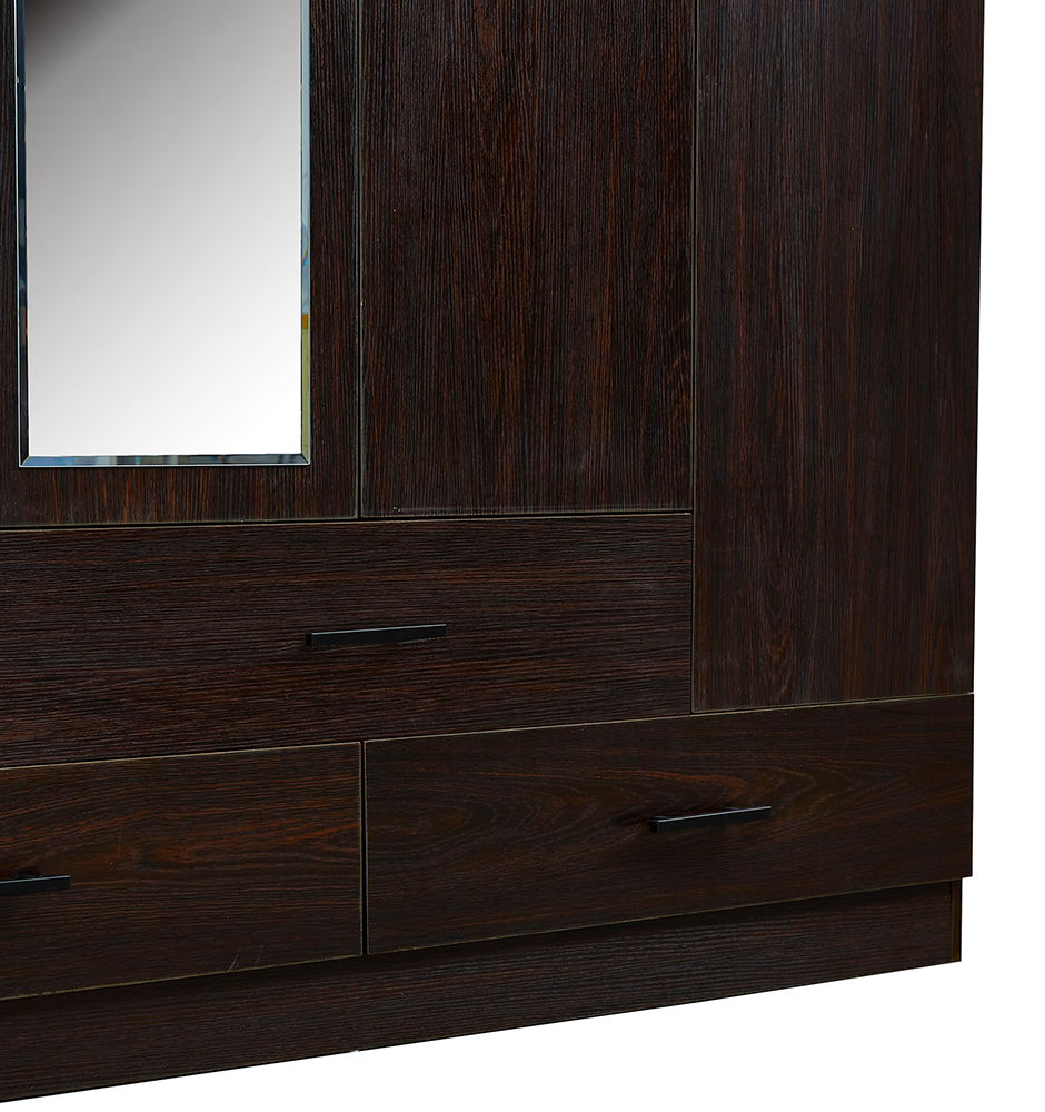 71" H Wooden Armoire Wardrobe Closet with Mirror, 4 Doors, Drawers & Shelves | 63" W Bedroom Storage Cabinet