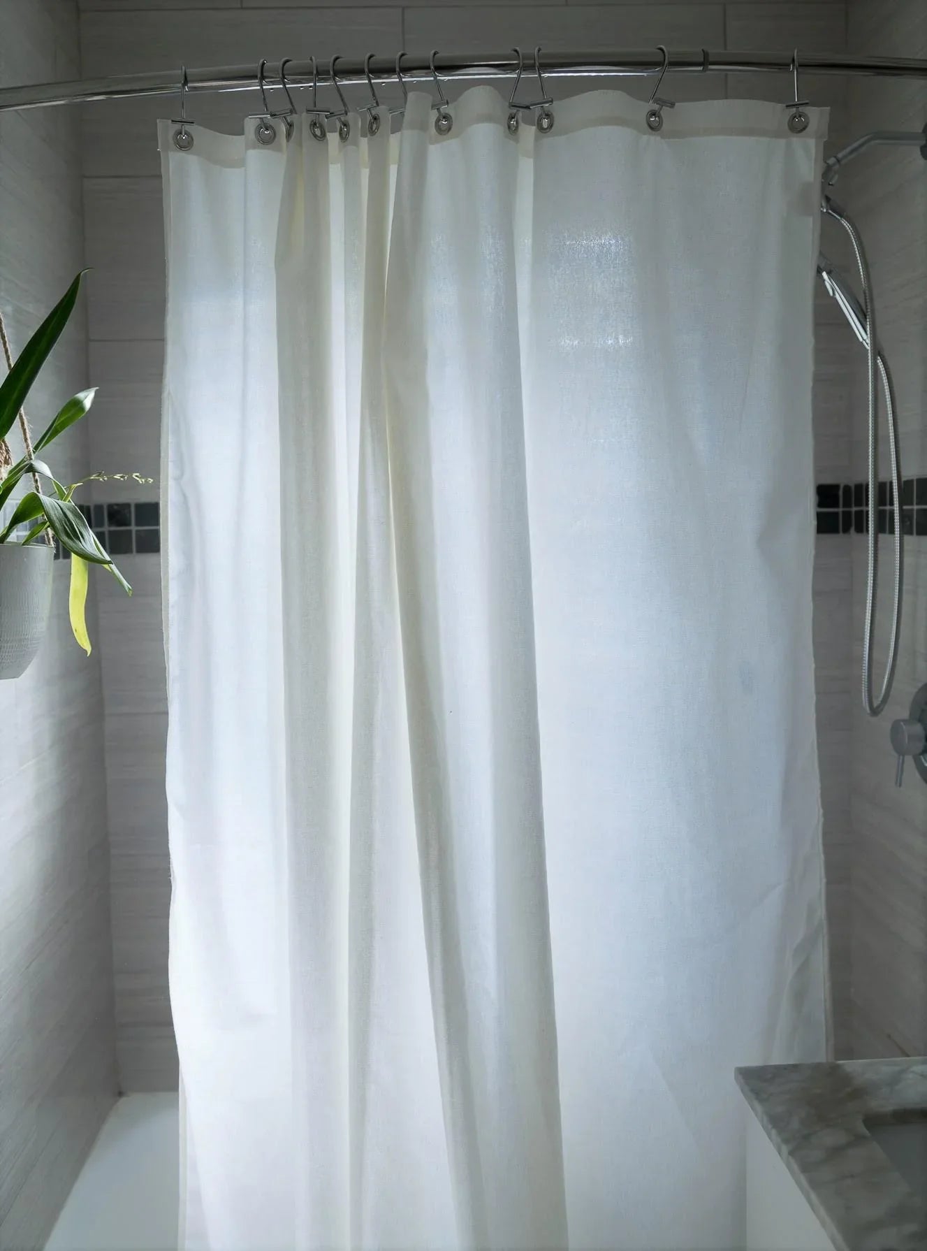 Organic Hemp Shower Curtain | Off White | Rustproof Grommets | The Organic Habitat-0