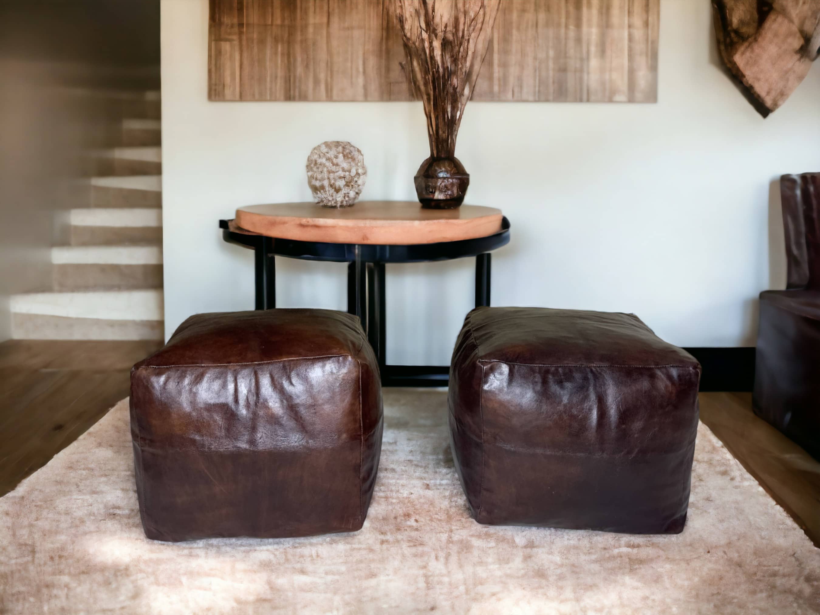 Moroccan Brown Simple Square Pouf: A Timeless Treasure of Berber Craftsmanship-2