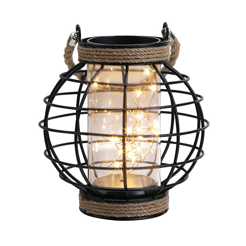 7.3" Tall Battery Powered Table Lamp-Hemp Rope Cage-Style Fairy Decorative Table Lamp-1