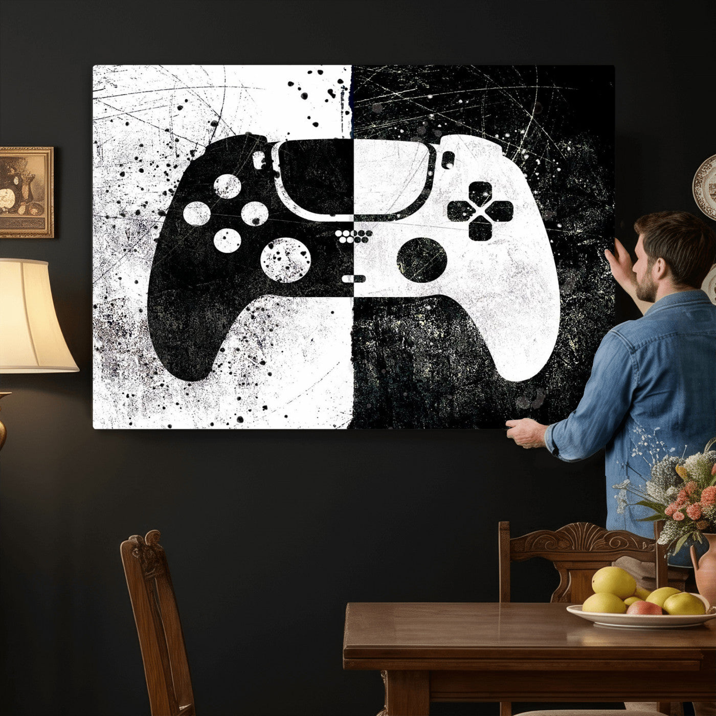 Abstract Gaming Controller Wall Art Canvas Print