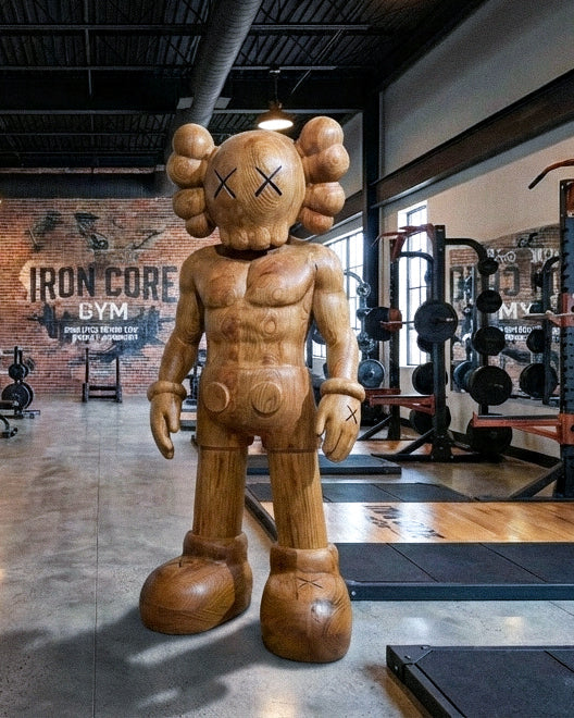 Muscular Wooden Sculpture – Gym & Fitness Art Decor