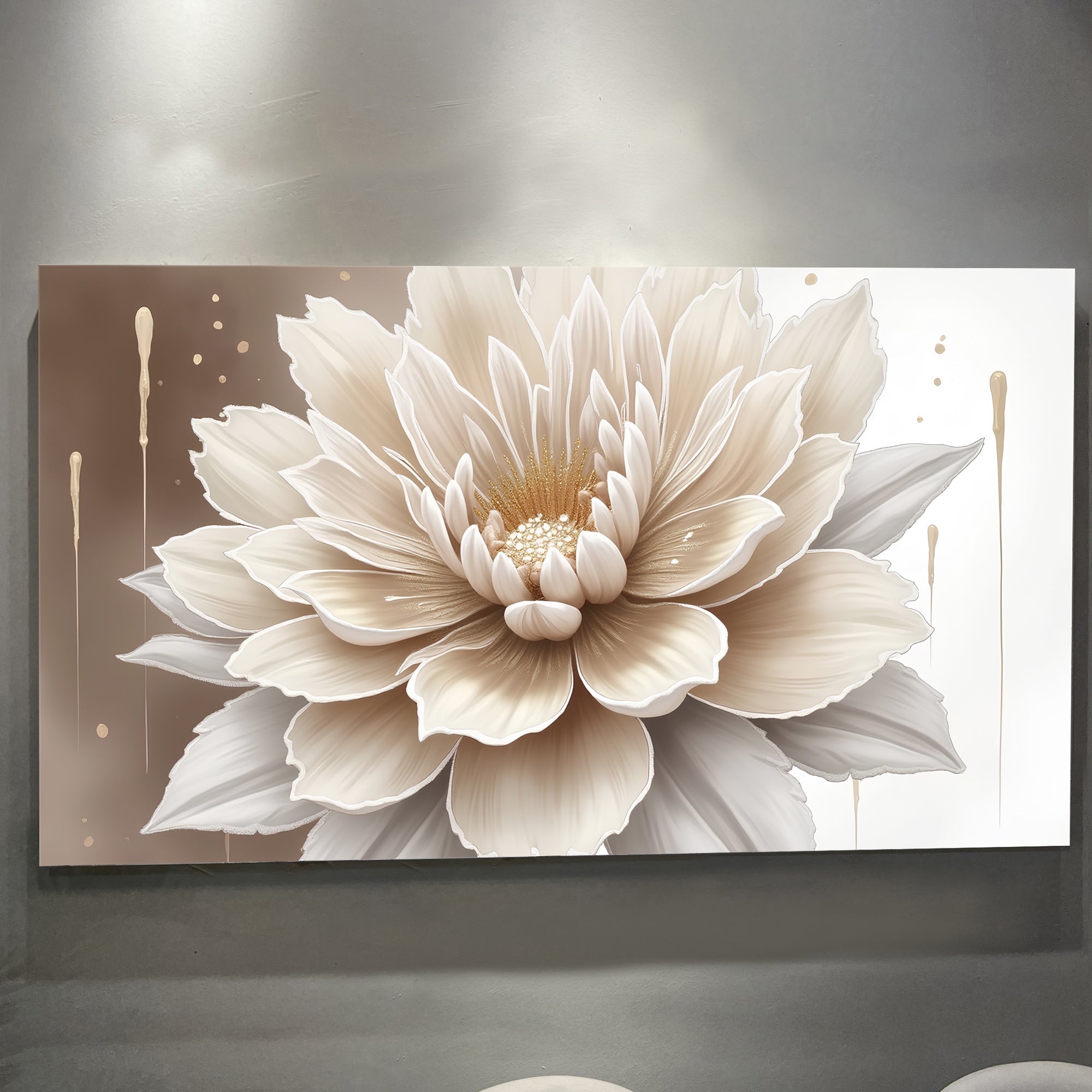 Single Beige Flower Abstract Wall Art