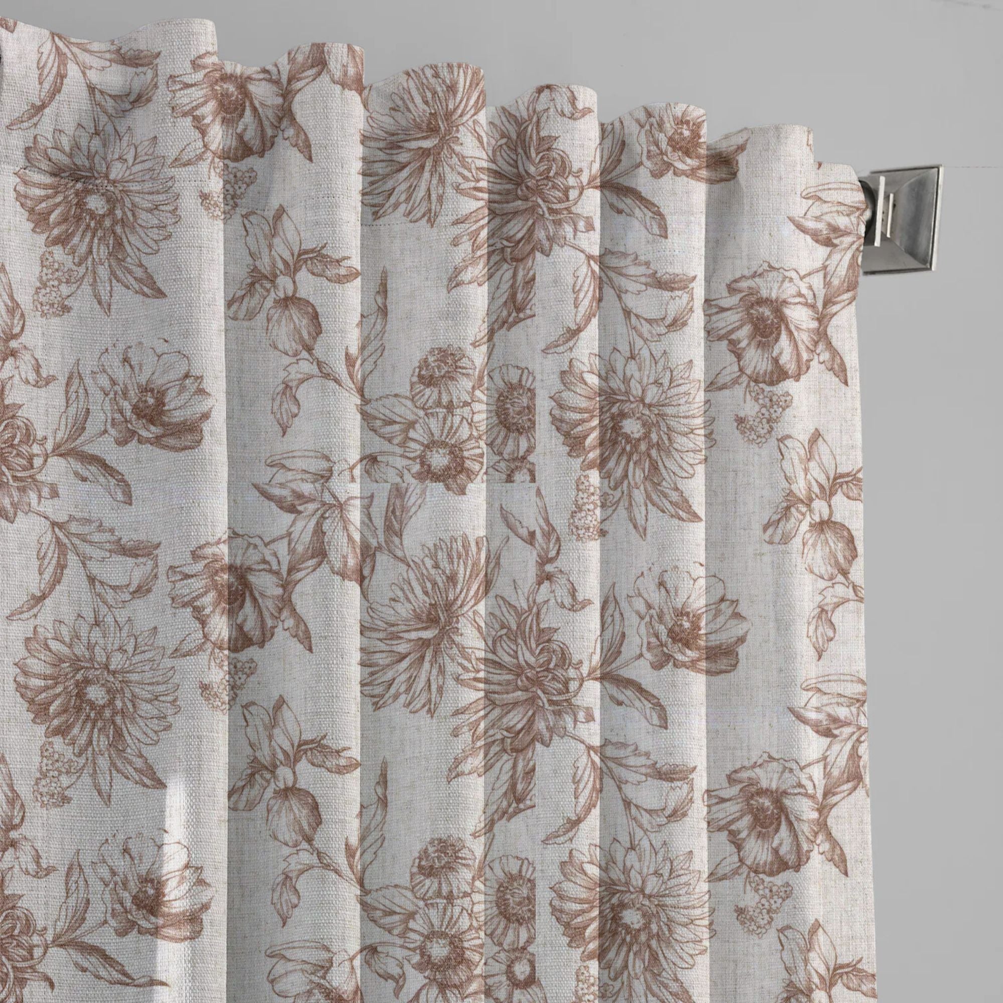 Hand-Painted Floral Linen Curtains | Made to Measure | Blackout & Cotton Lining Options | Single & Pair-0