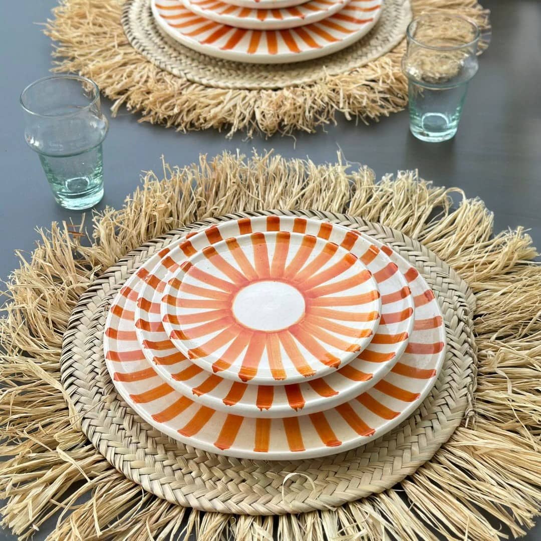 Orange Sun Plate Set - Vibrant Dinnerware for Summer Dining-4