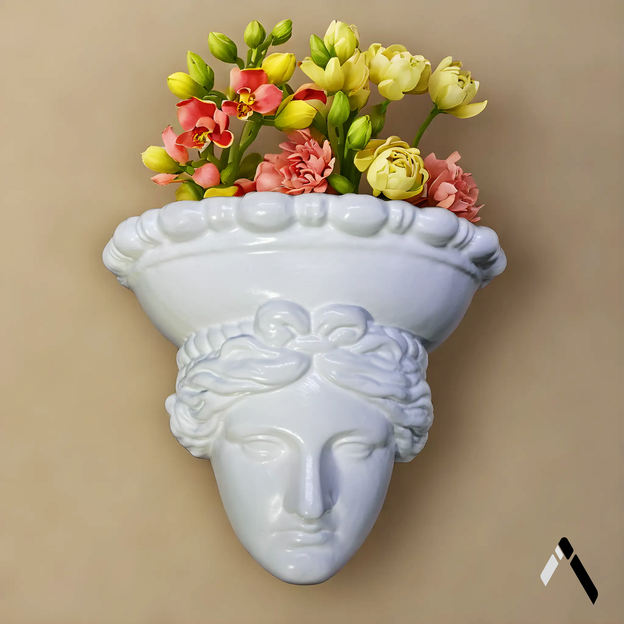 Roman head wall planter-0