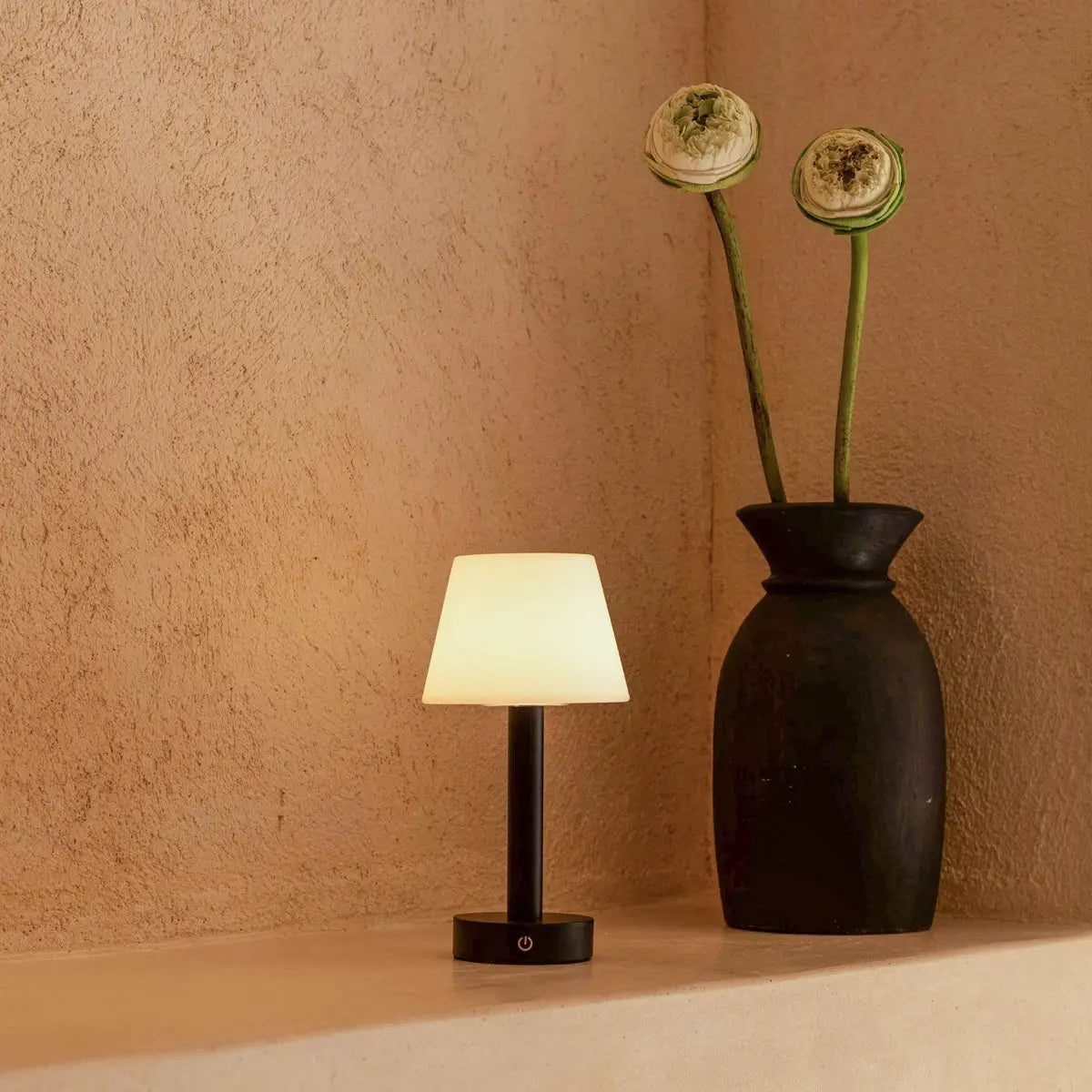 Zoë Black Wooden Rechargeable Table Lamp | Dimmable & Portable | 80-Hour Battery Life-1