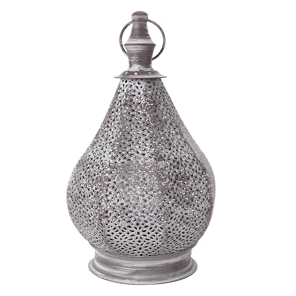 12''H Moroccan Metal Table Lamp Battery Powered Cordless Lamp with LED Fairy Lights Bulb-1