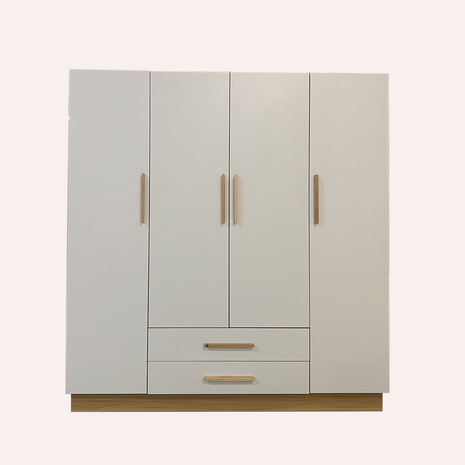 Large Capacity Wooden Armoire Wardrobe Closet with 4 Doors, 2 Drawers & Shelves | White Tall Clothes Storage Cabinet