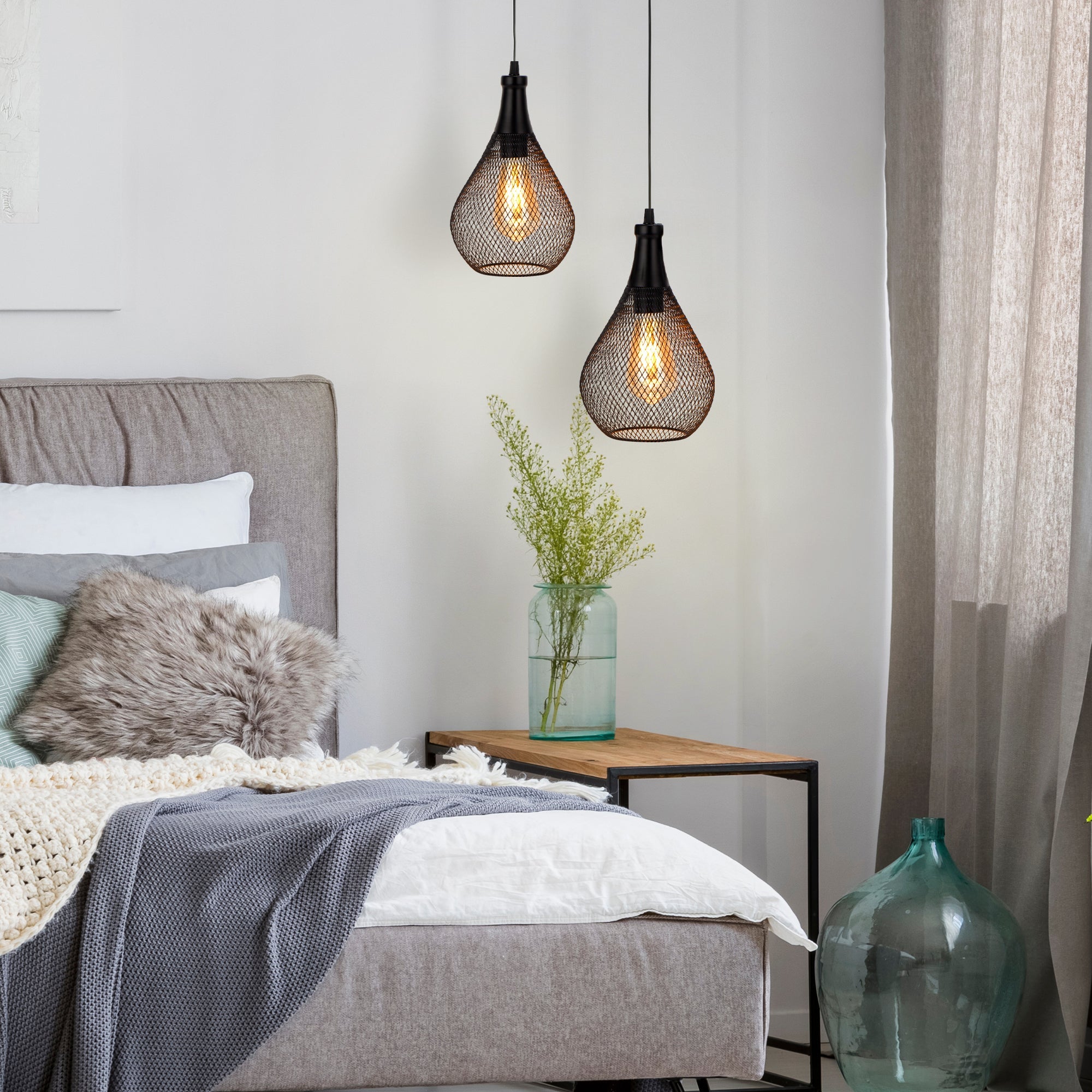 JHY DESIGN 2-Pack Hanging Lamps: Battery-Powered, Cordless, 6-Hr Timer, Teardrop (Indoor/Outdoor)-1