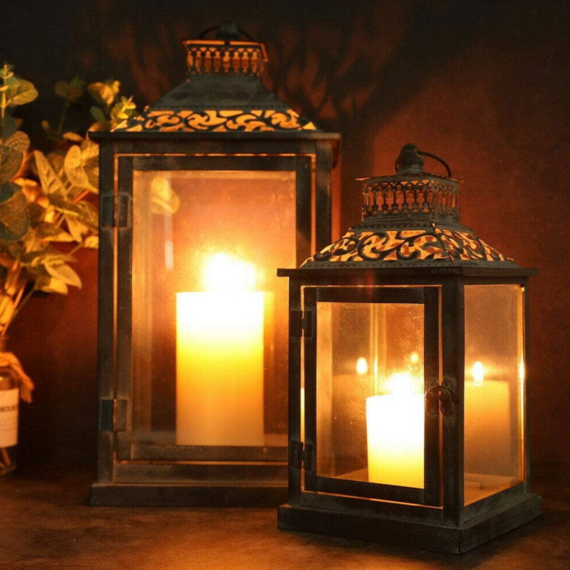 Antique Grey Brush Decorative Lanterns（ Set of 2 ）-1