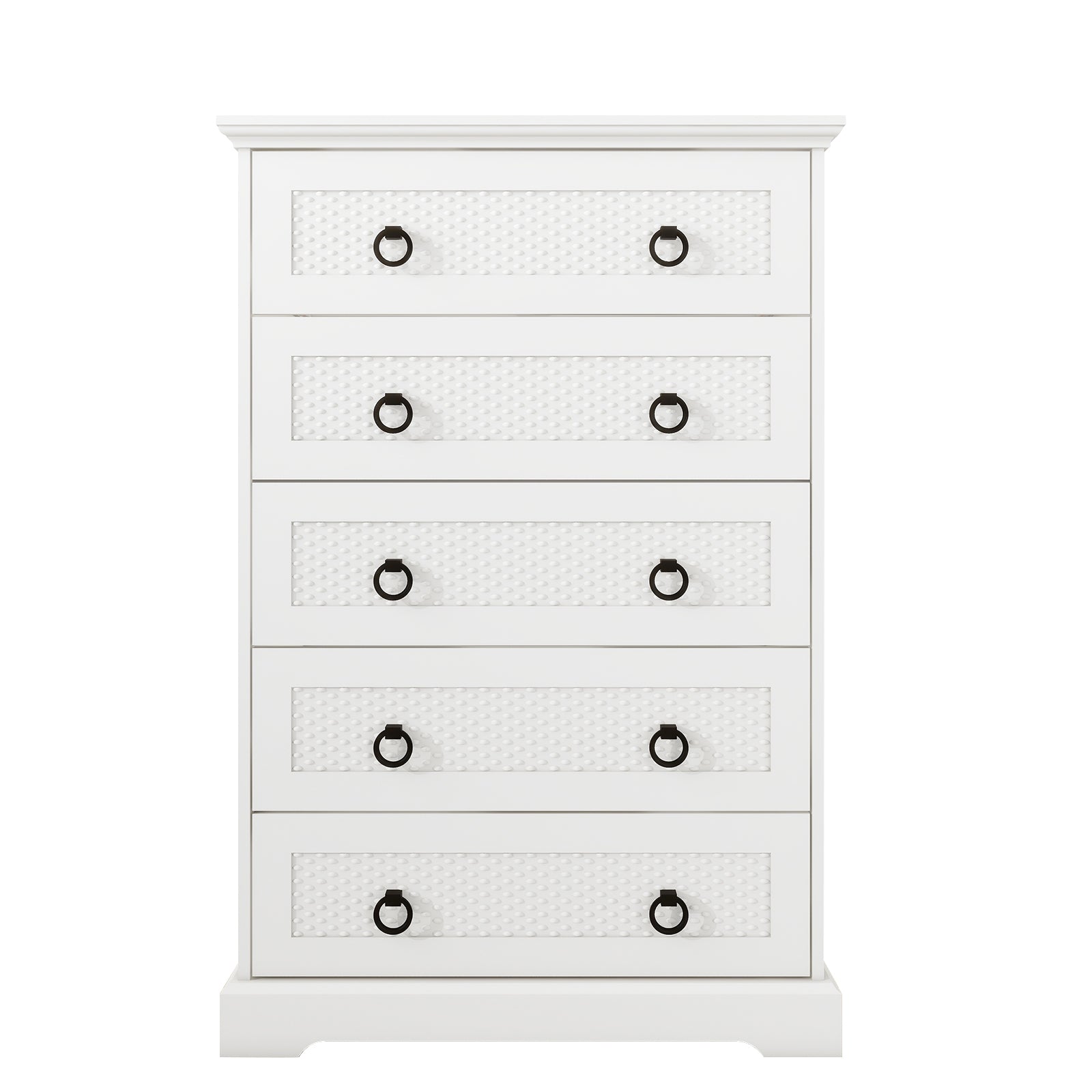 Modern 5-Drawer Dresser – 31.5" Wide Farmhouse Chest for Bedroom, Living Room, Entryway – White Tall Storage Cabinet