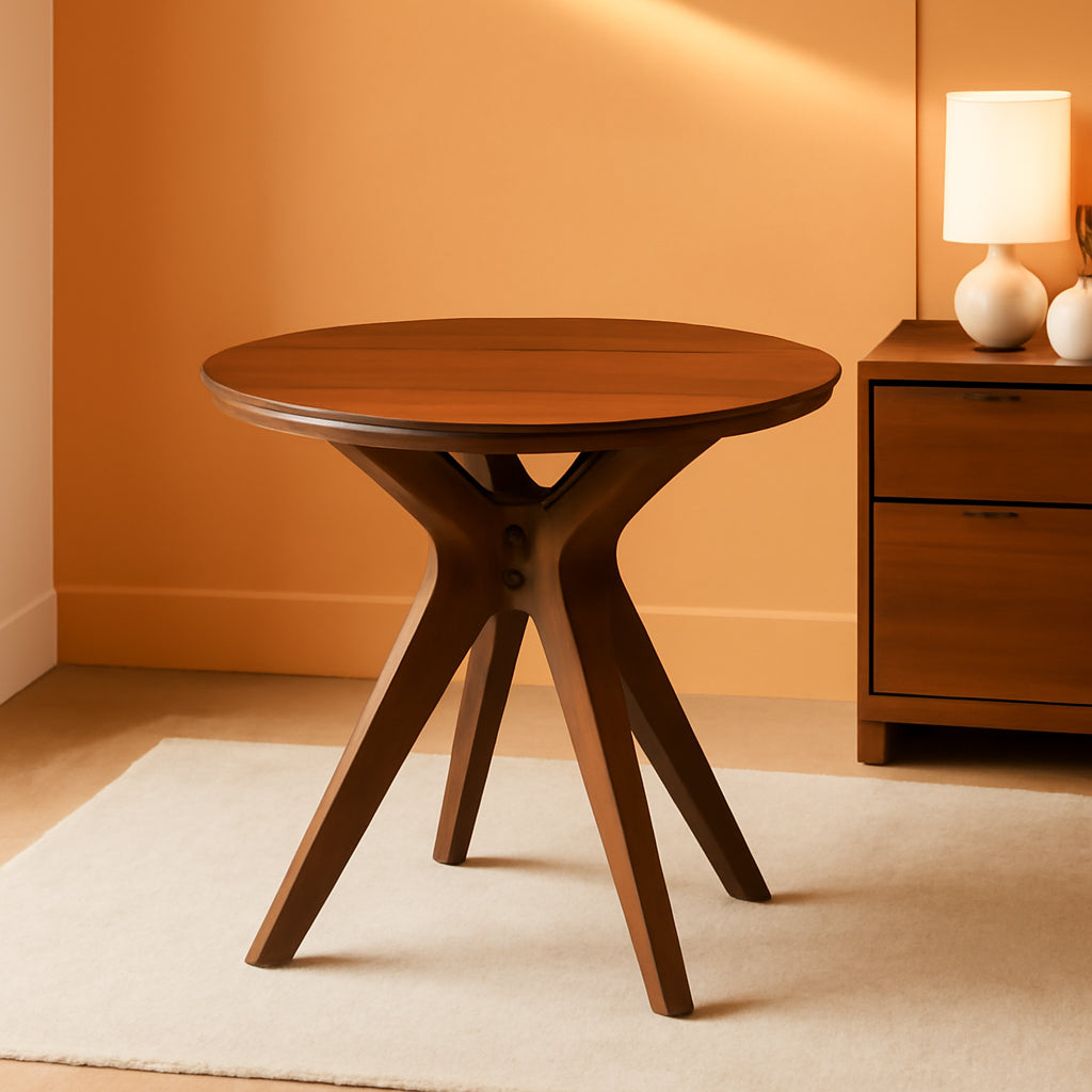 Traditional Round Dining Table Seats 4 Brown Finish