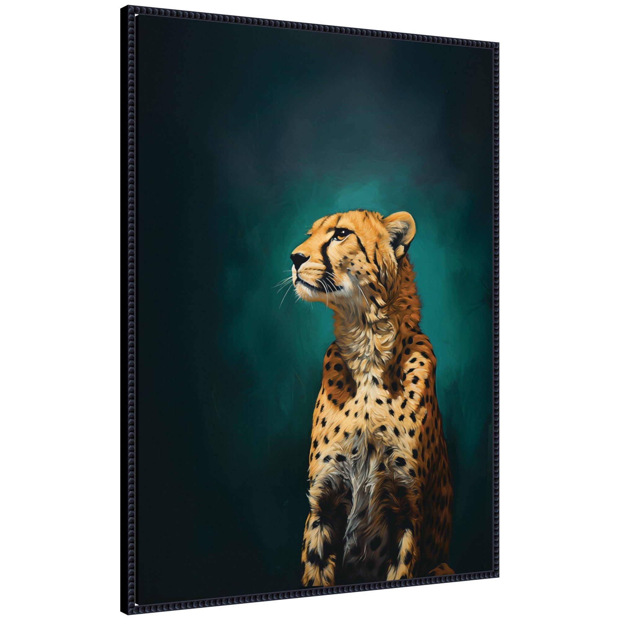 Twilight Teal Leopard by The Creative Bunch Studio Framed Canvas Wall Art Print