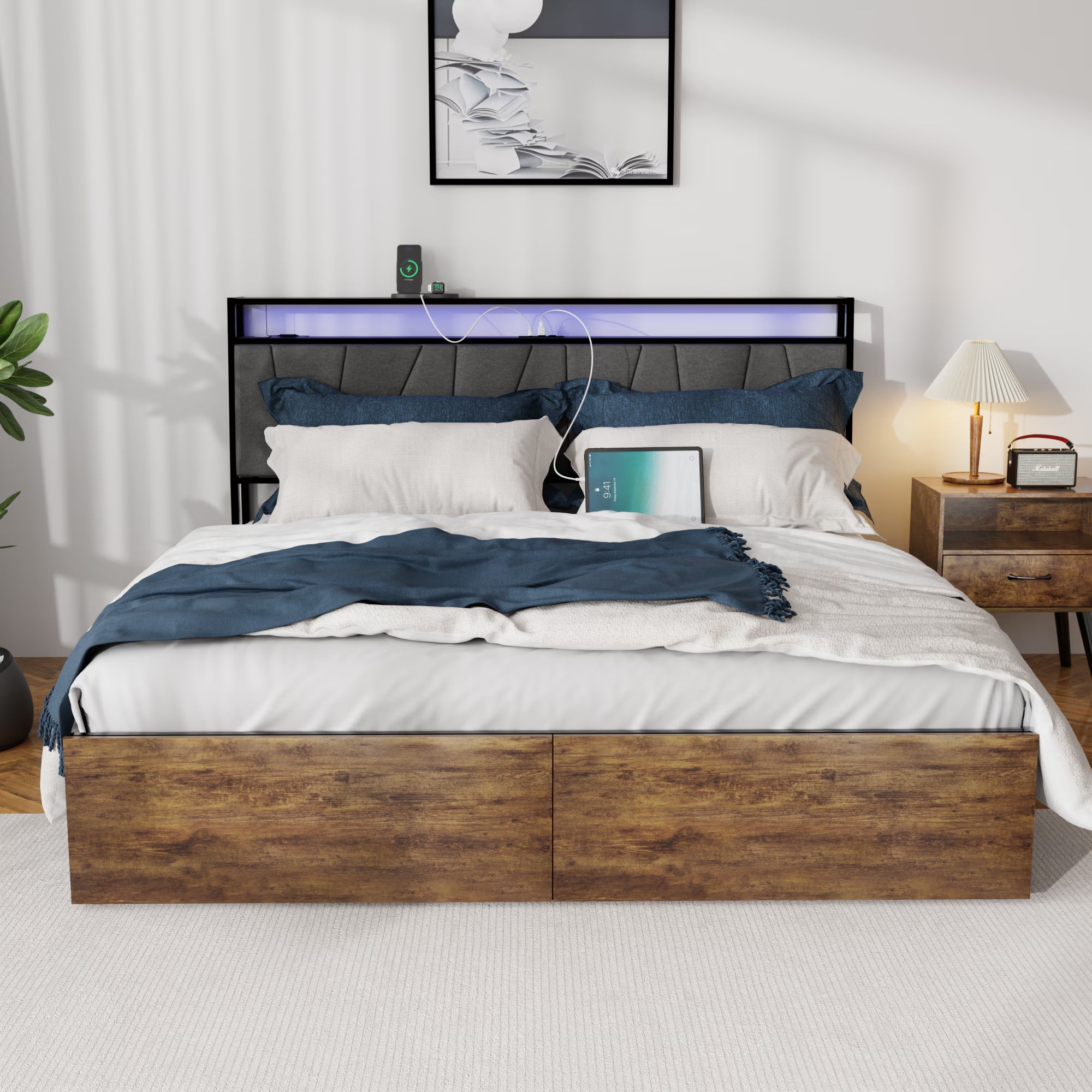 Large Bed Frame With Storage Space