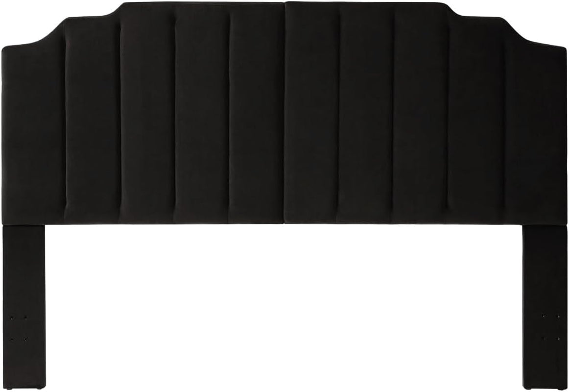 Elegant Black Velvet Tufted King Upholstered Headboard