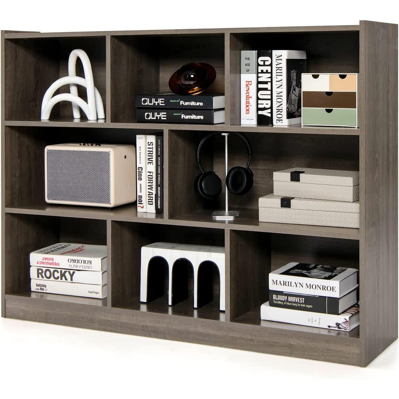 Grey 8 Cube Modular Bookcase For Living Rooms With Display