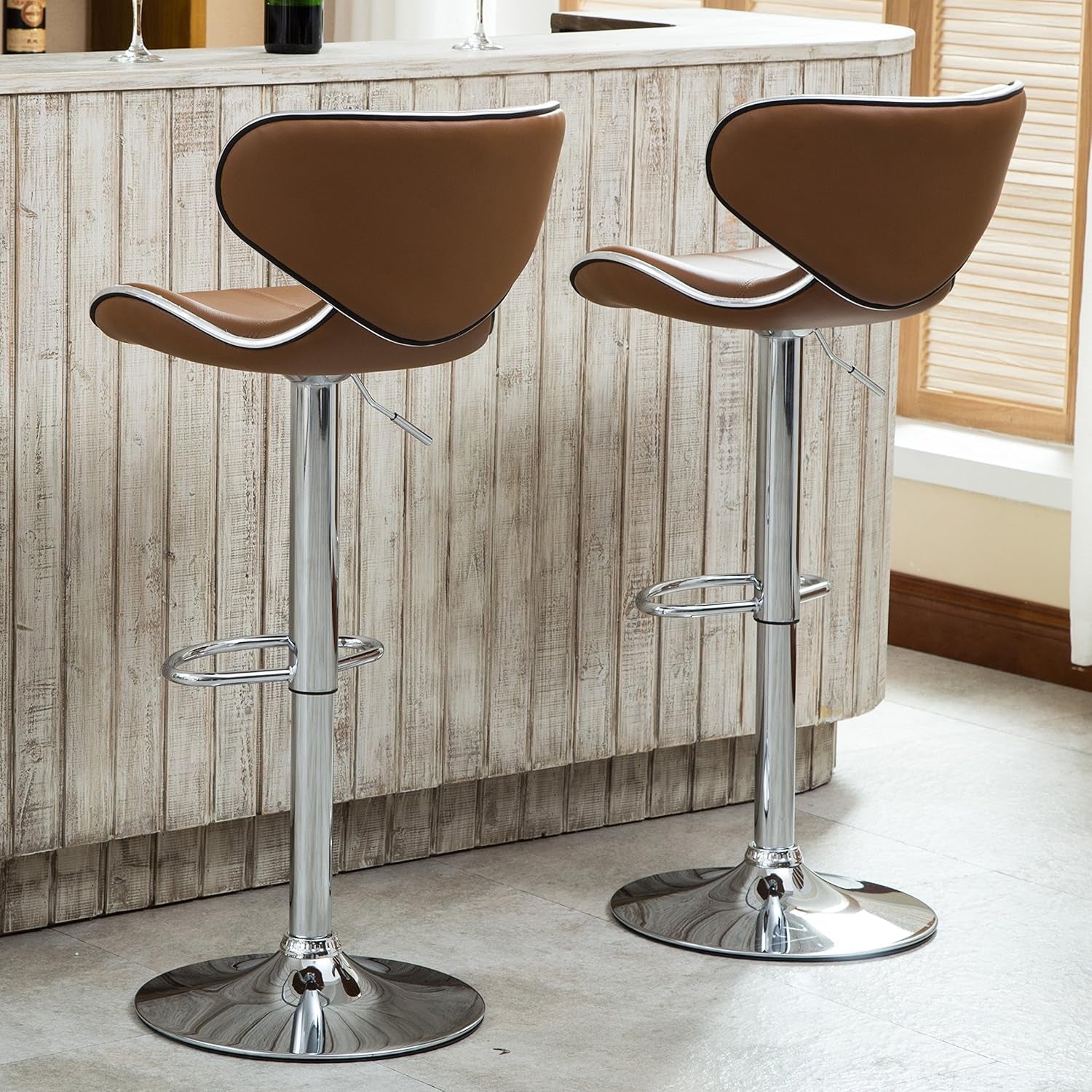 Masaccio Bar Stool Caramel Leatherette Adjustable Height
