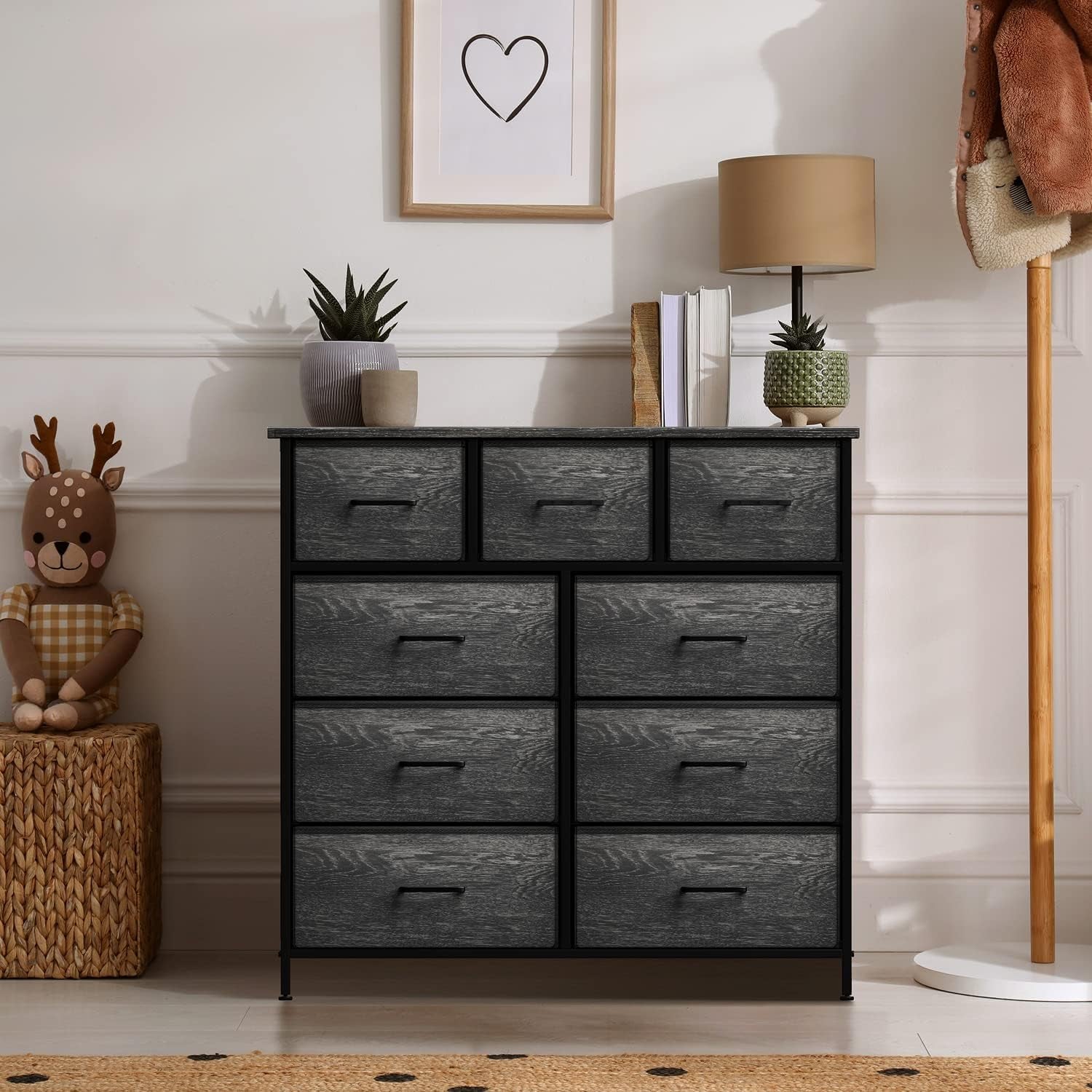 Faux Wood Dresser 9 Drawers For Bedroom Furniture Storage