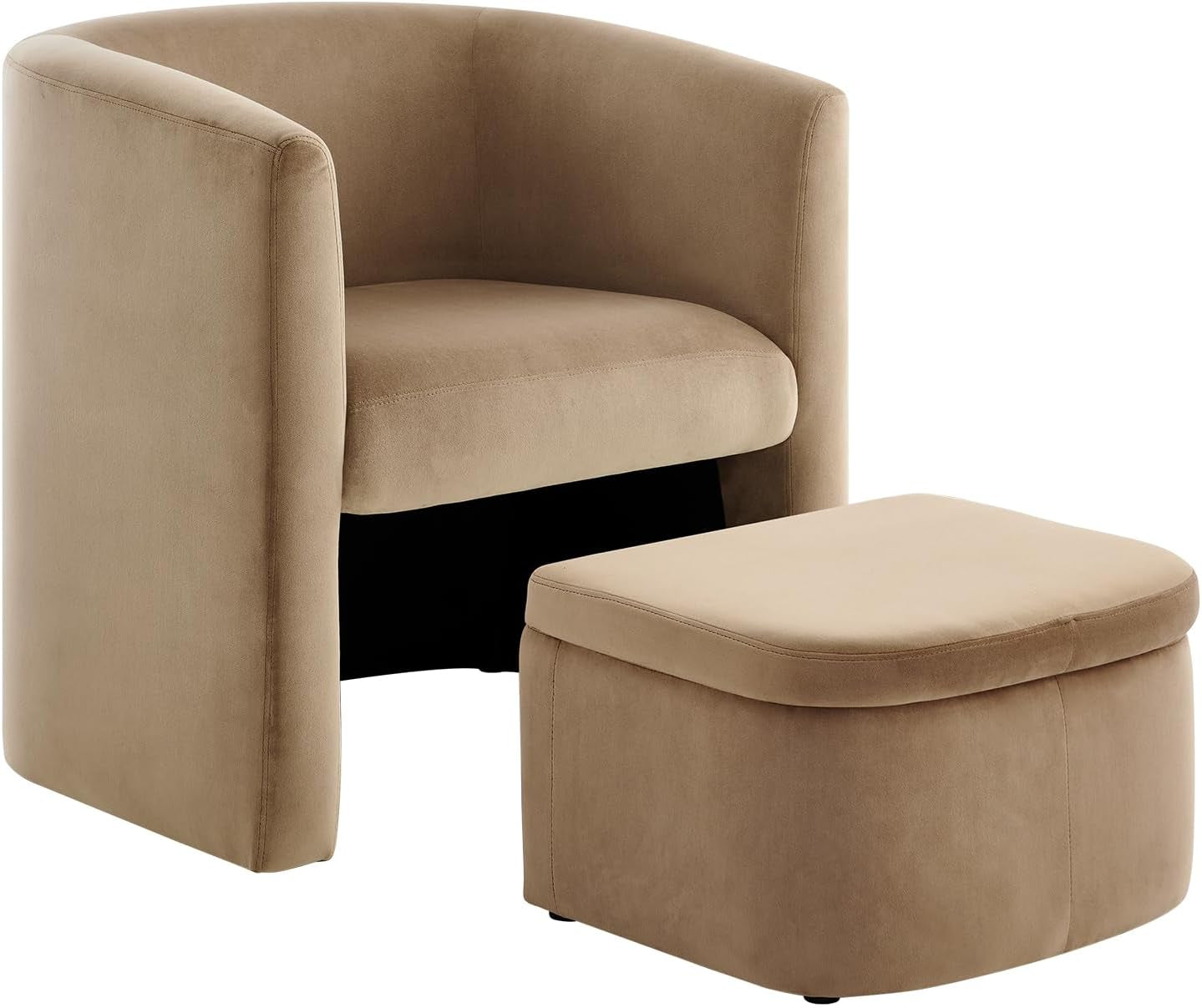 Luxurious Velvet Accent Chair With Storage Ottoman
