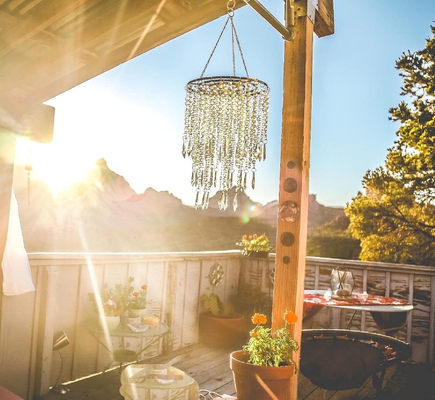 Acrylic Beaded Chandelier Pendant Light Fixture Gold-4