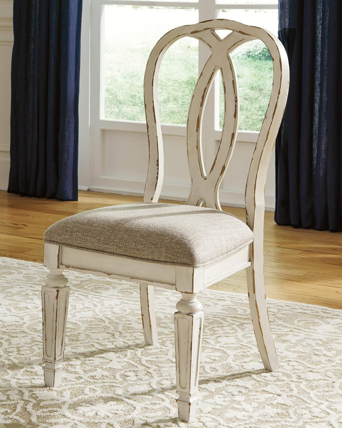 Realyn French Ribbon Back Dining Chairs Chipped White