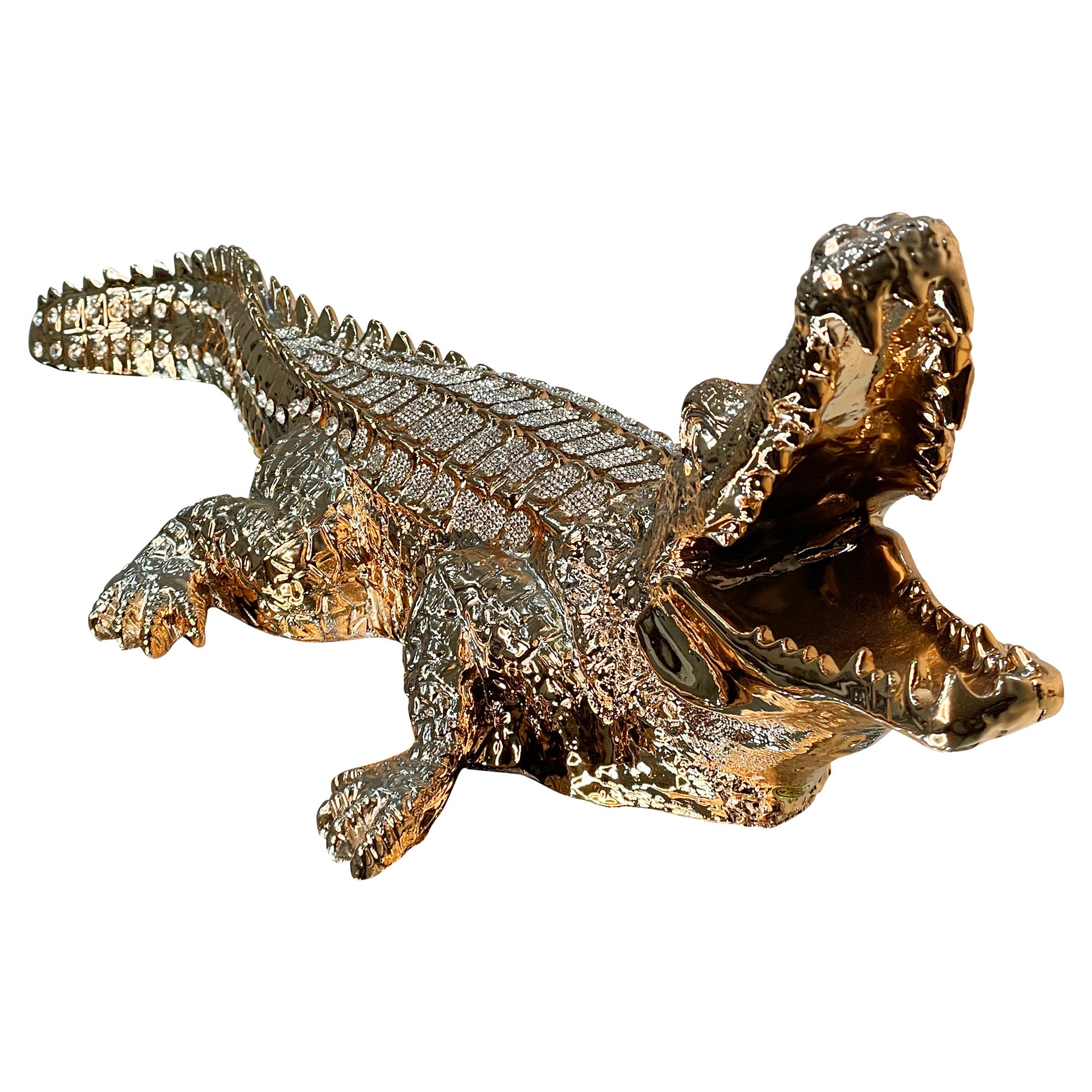 Ambrose Diamond Encrusted Gold Plated Crocodile-2