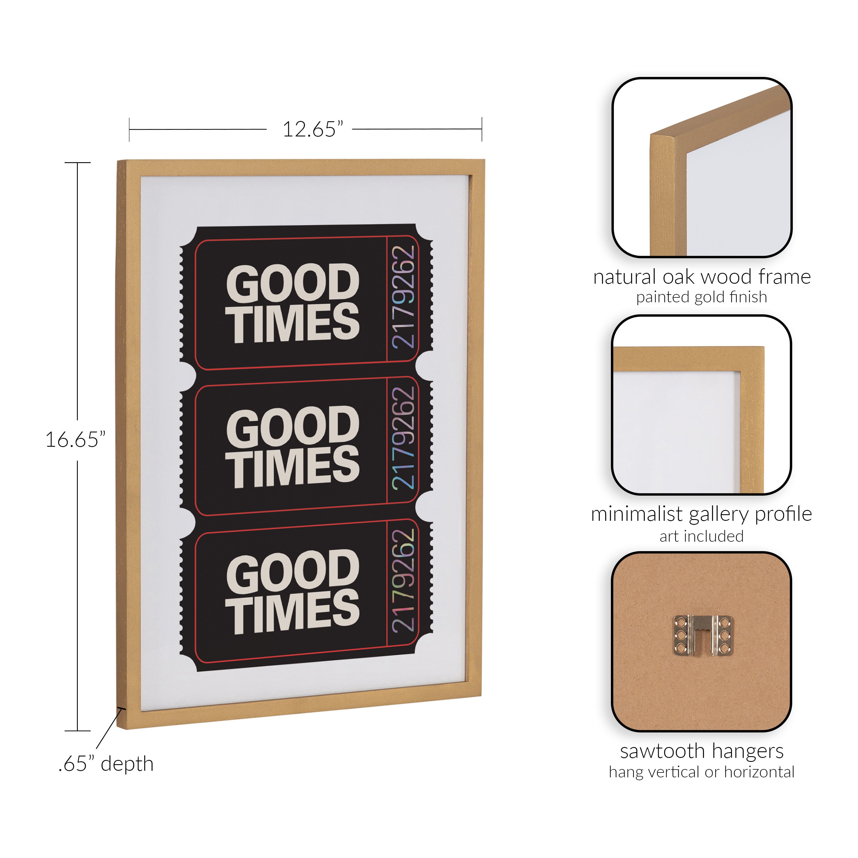 Gallery Preppy Retro Positive Quote Good Times Ticket Print by The Creative Bunch Studio