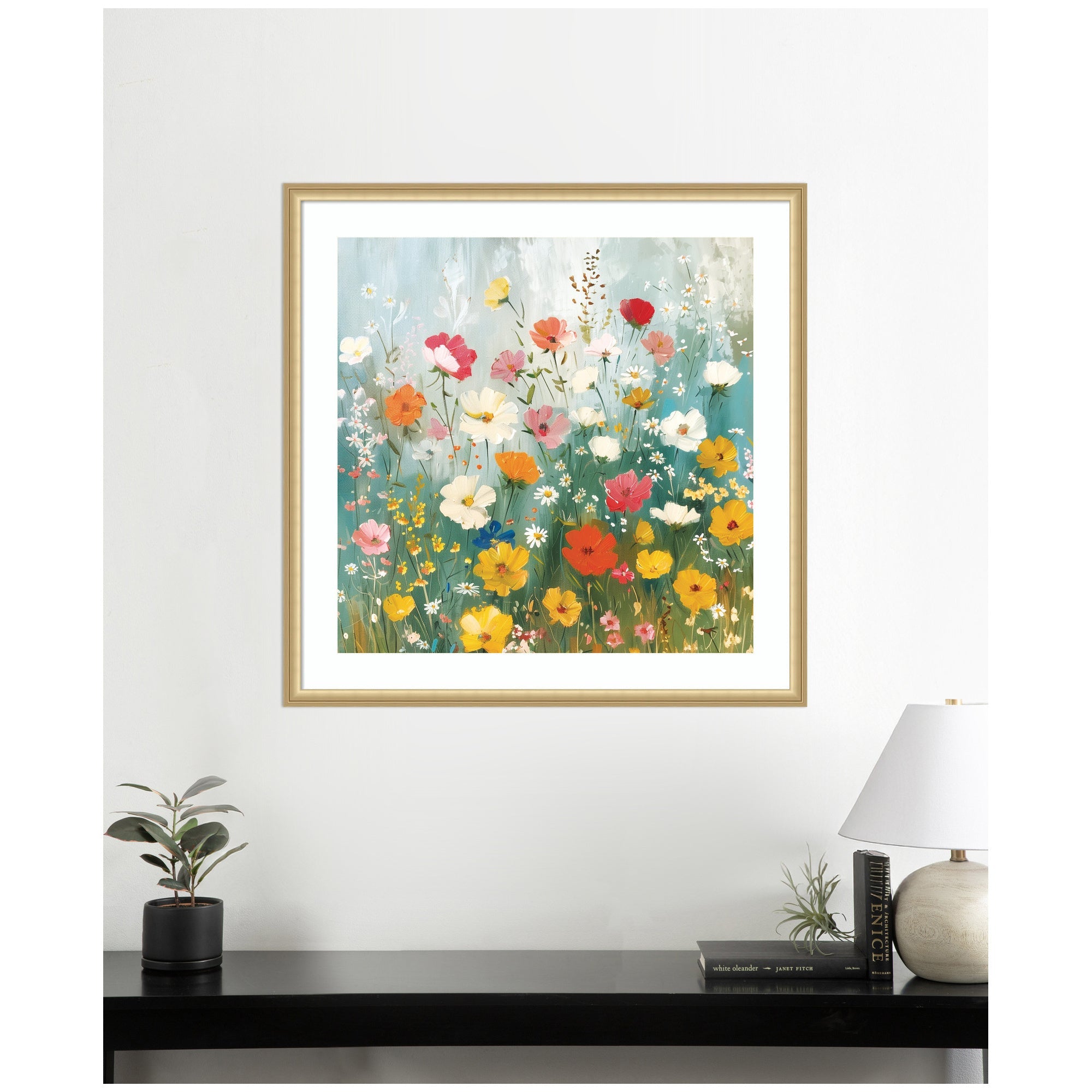 Framed Art Boho Wildflower Garden by The Creative Bunch Studio