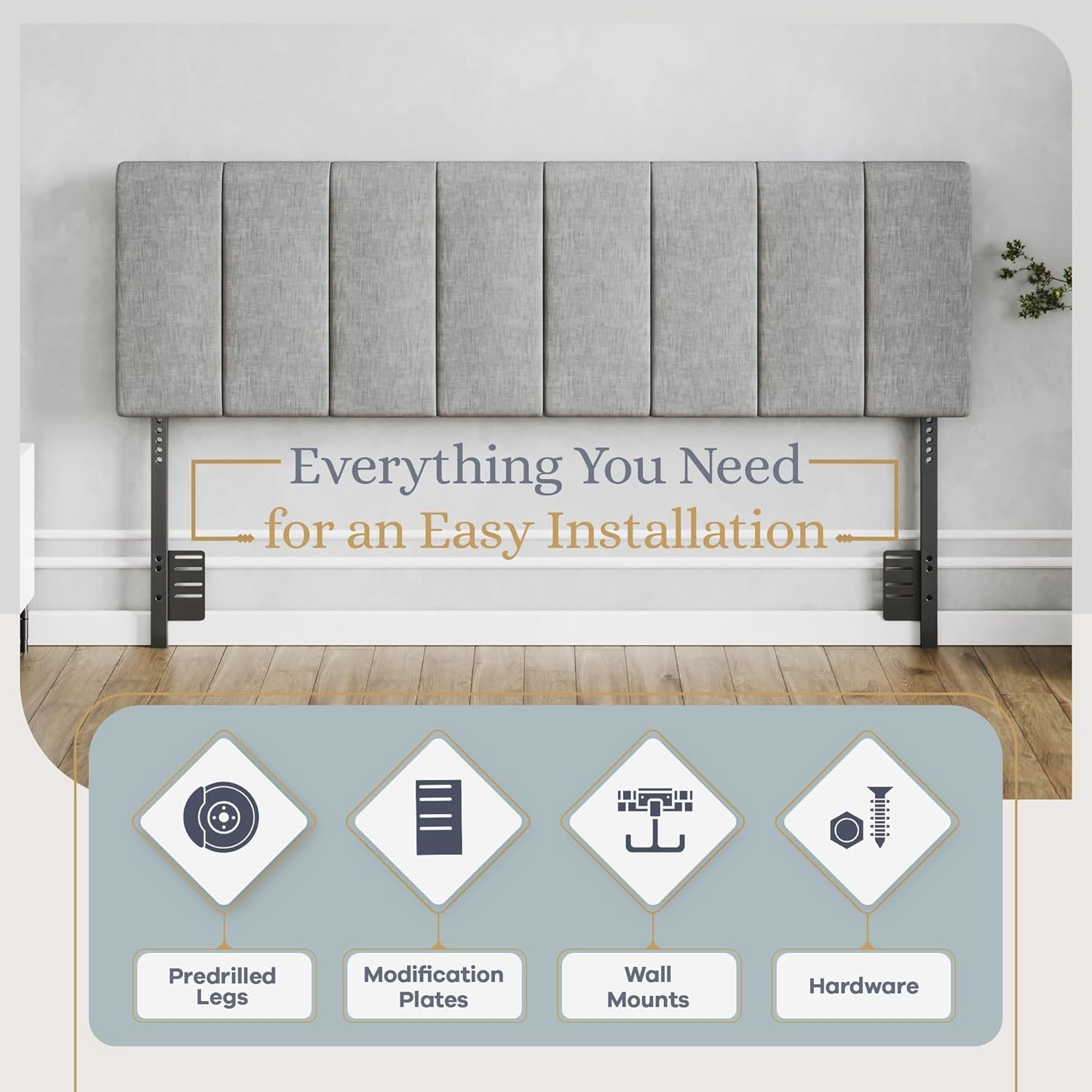 Elegant Vertical Channel Tufted Upholstered Headboard King