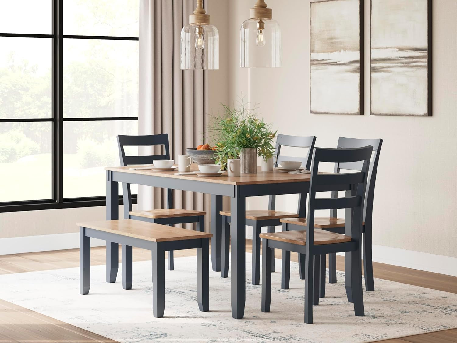 Intercontinental Mango Wood Dining Table Set Cerulean