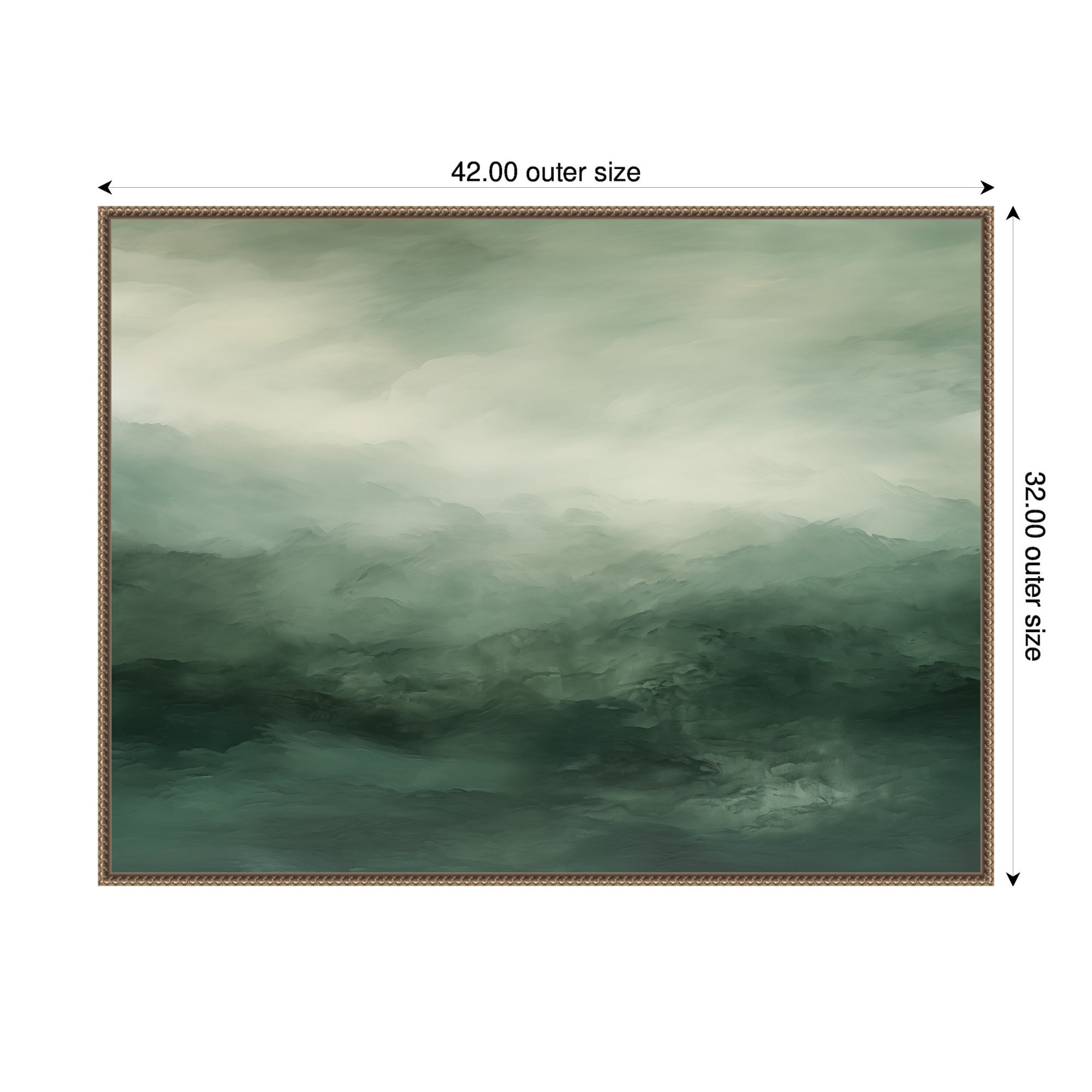 Tonal Abstract Comforting Sage Emerald Forest Green Landscape Horizontal by The Creative Bunch Studio Framed Canvas Wall Art Print