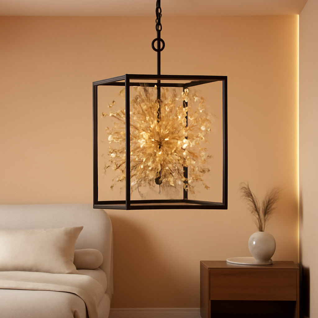 Metallic Blackened Gold Crystal Chandelier Four Light-0