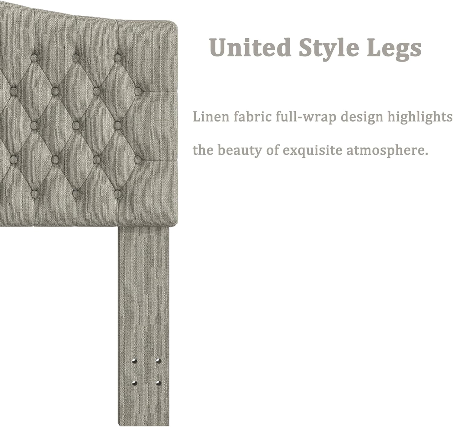 Upholstered King Headboard with Tufted Design and Legs